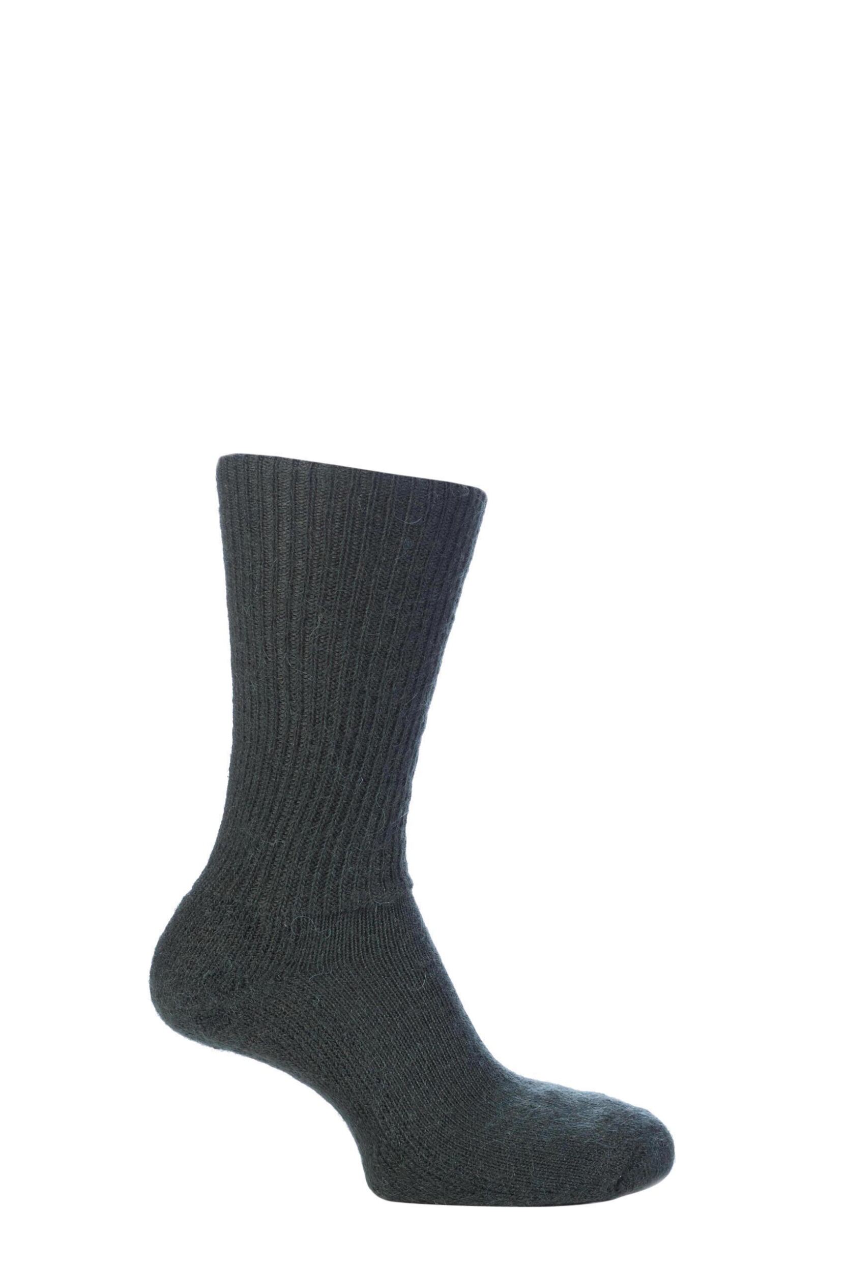 1 Pair Green of London Mohair Ribbed Socks With Cushioning Unisex 11-13 Unisex - SOCKSHOP of London