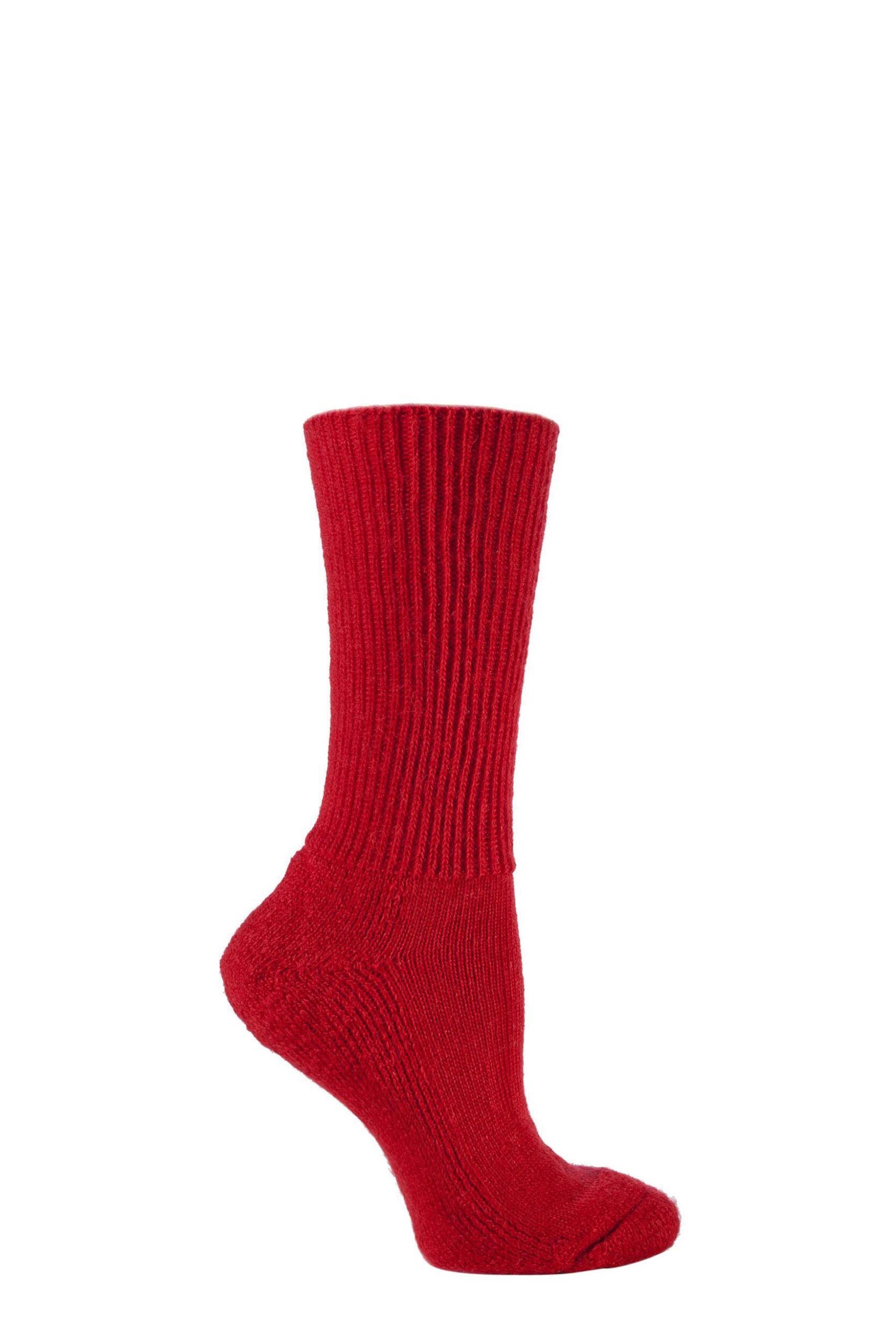 1 Pair Red of London Mohair Ribbed Socks With Cushioning Unisex 8-10 Unisex - SOCKSHOP of London