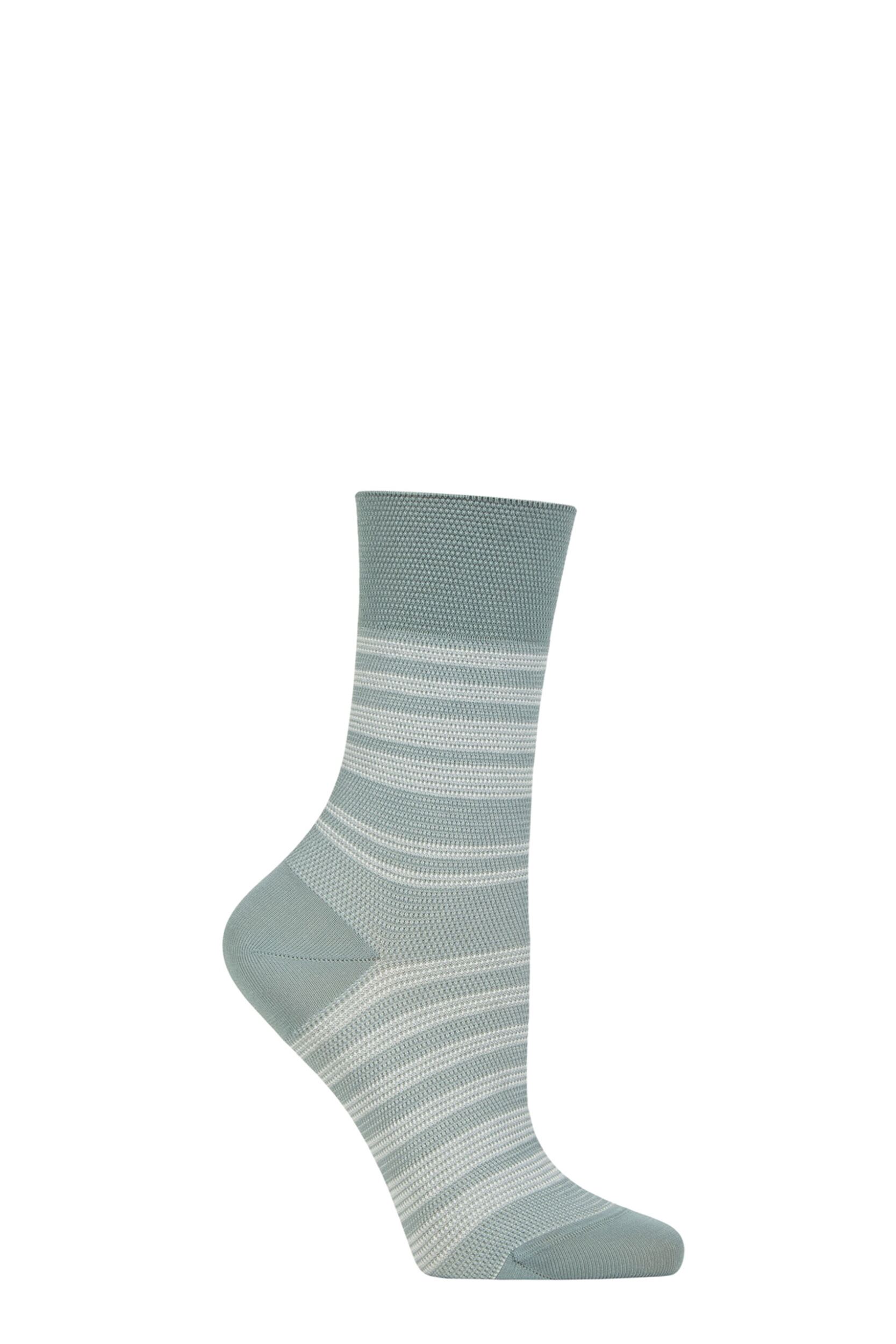 Women's 1 Pair Falke Sunset Stripe Sensitive Lyocell Socks Light Jade 5.5-8 Ladies