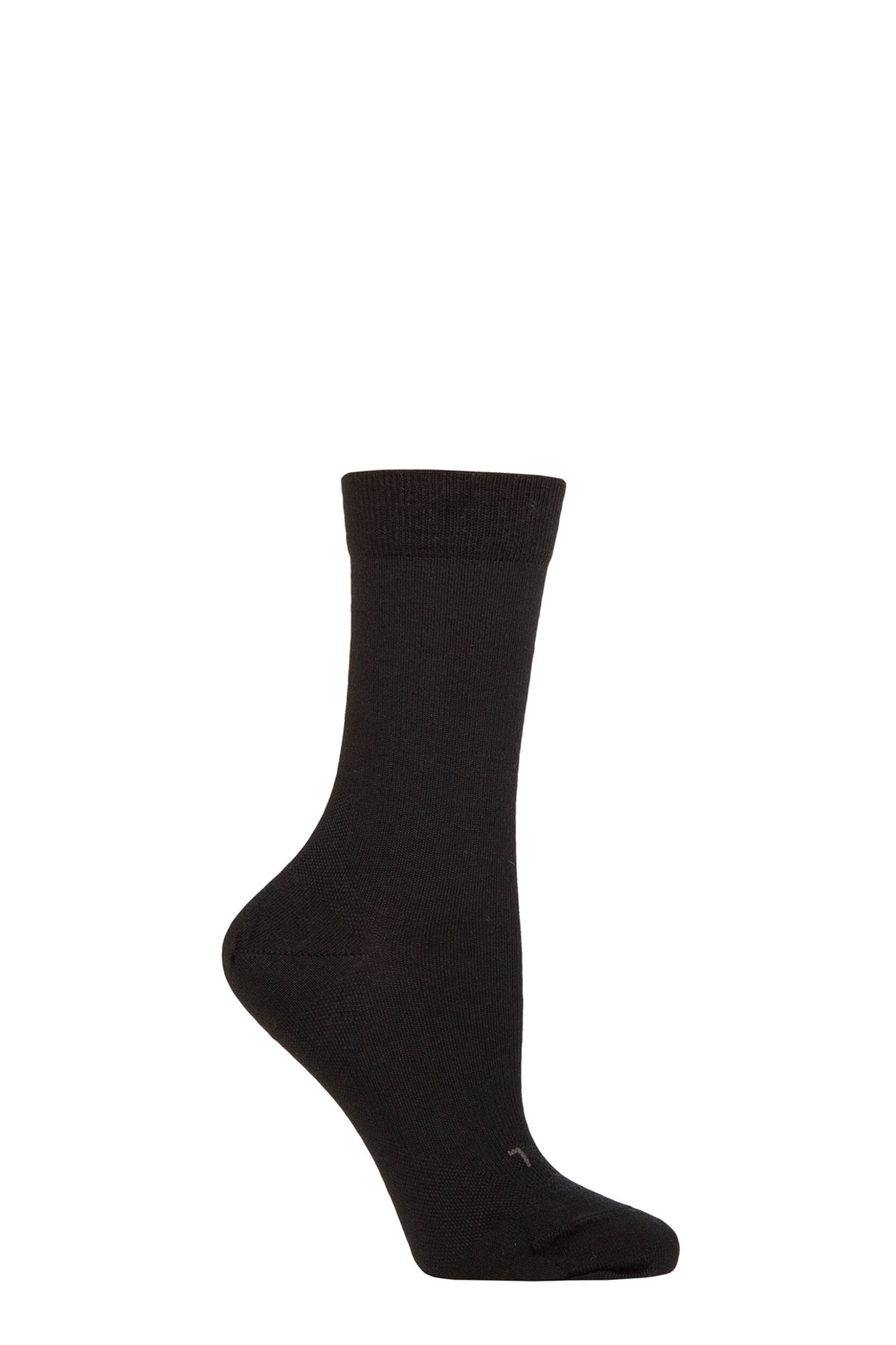 Women’s 1 Pair Falke Stabilizing Wool Everyday Socks Black 5.5-6.5 Ladies
