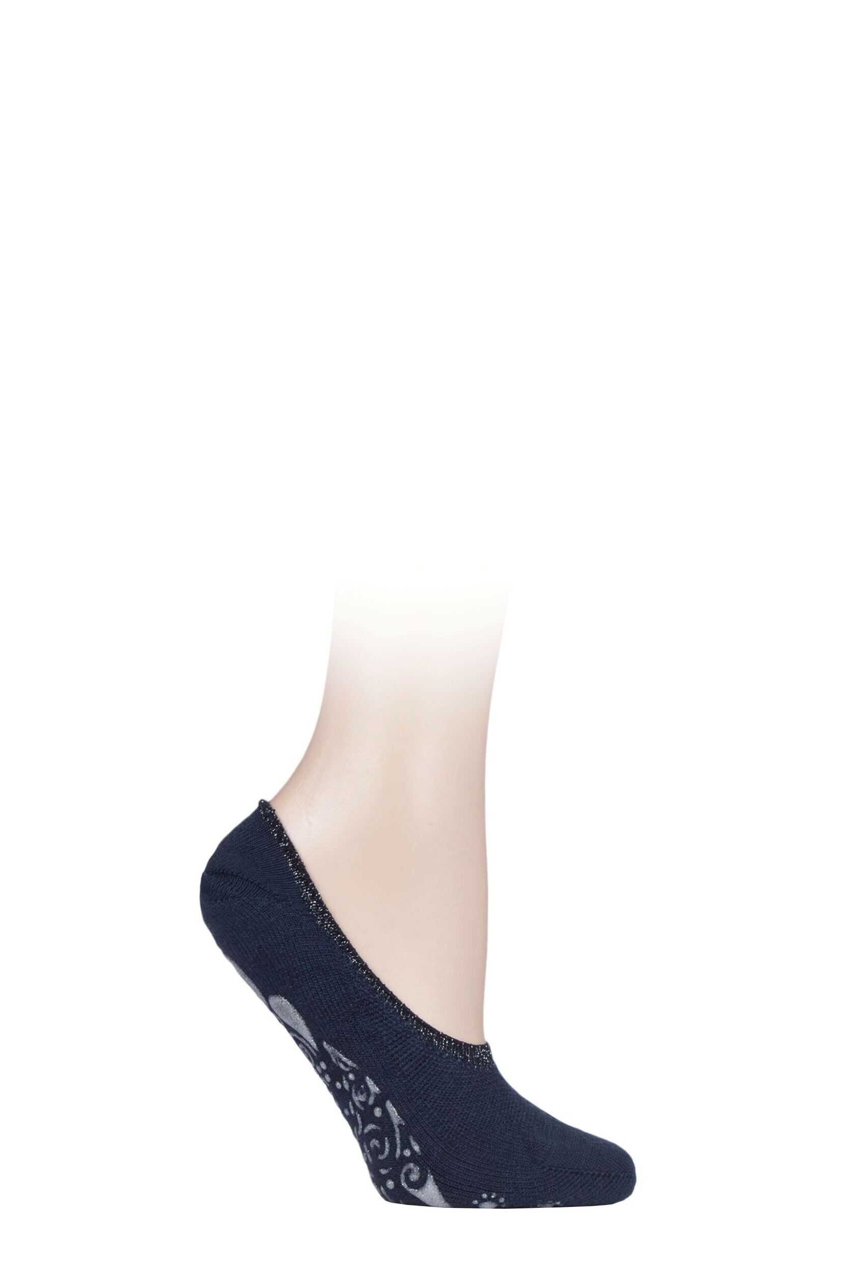1 Pair Navy Cosy Ballerina Slipper Socks with Carry Pouch Ladies 2.5-3.5 Ladies - Falke
