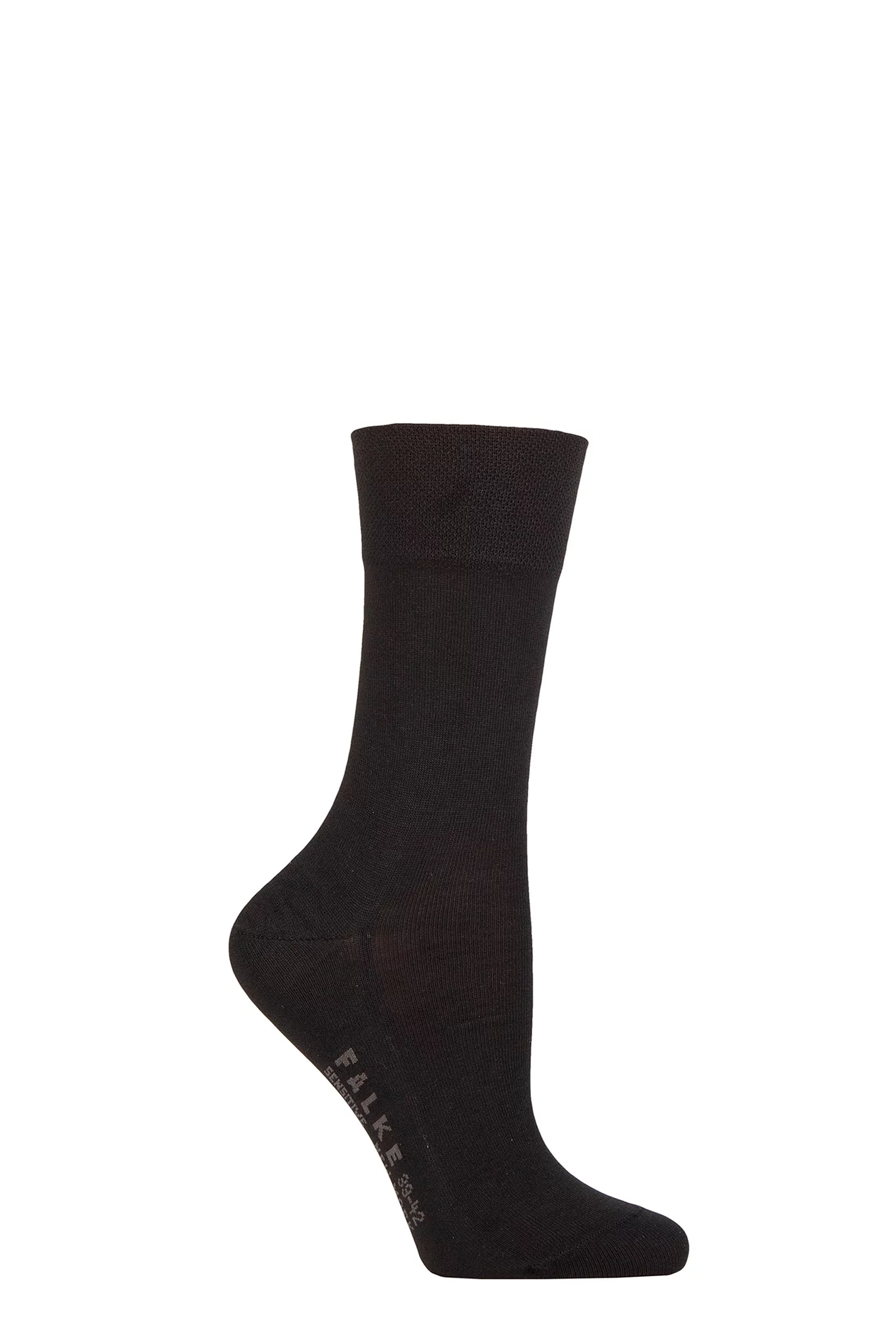 Women's 1 Pair Falke Sensitive New York Lyocell Gentle Grip Socks Black 5.5-8 Ladies