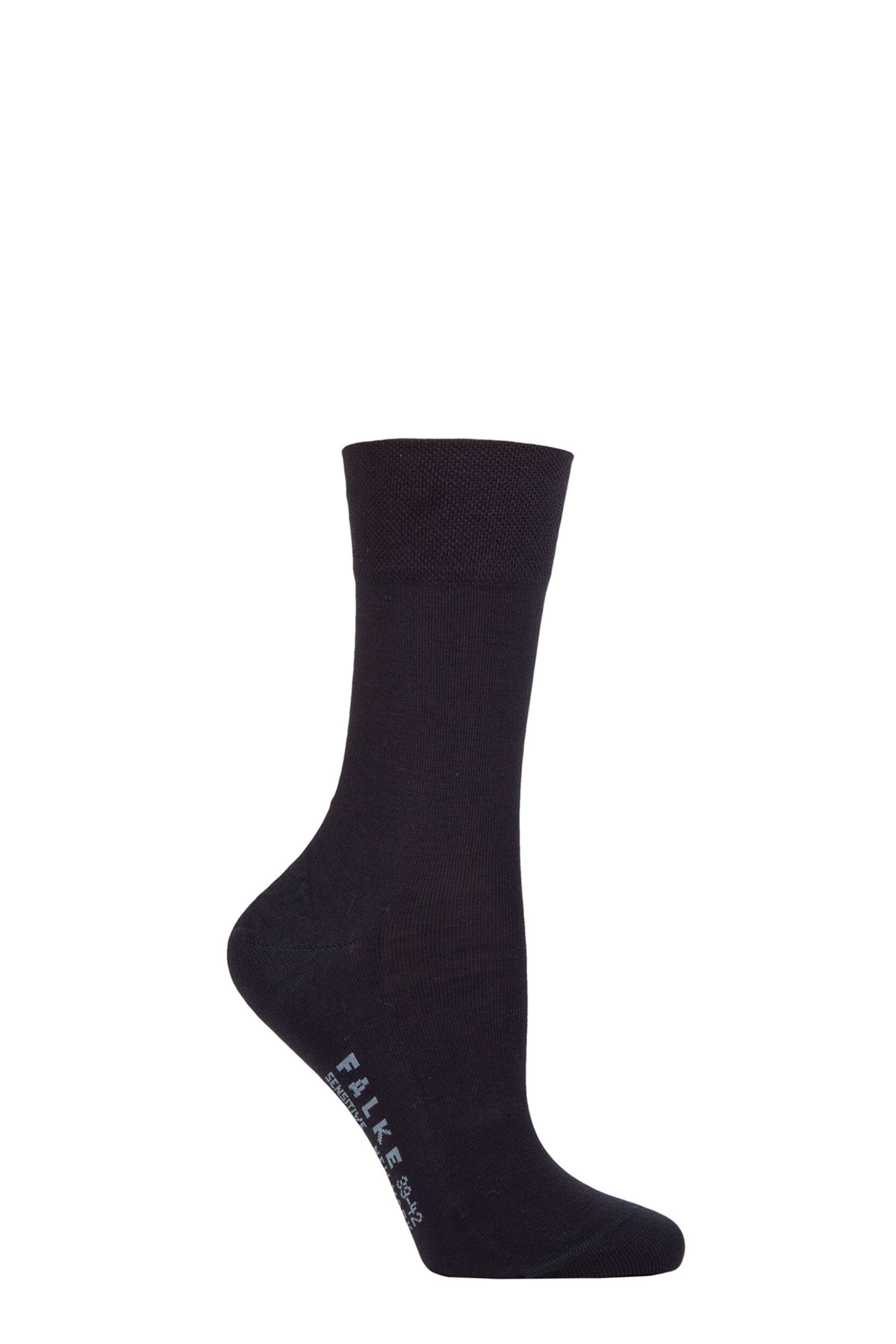 Image of Women's 1 Pair Falke Sensitive New York Lyocell Gentle Grip Socks Dark Navy Ladies