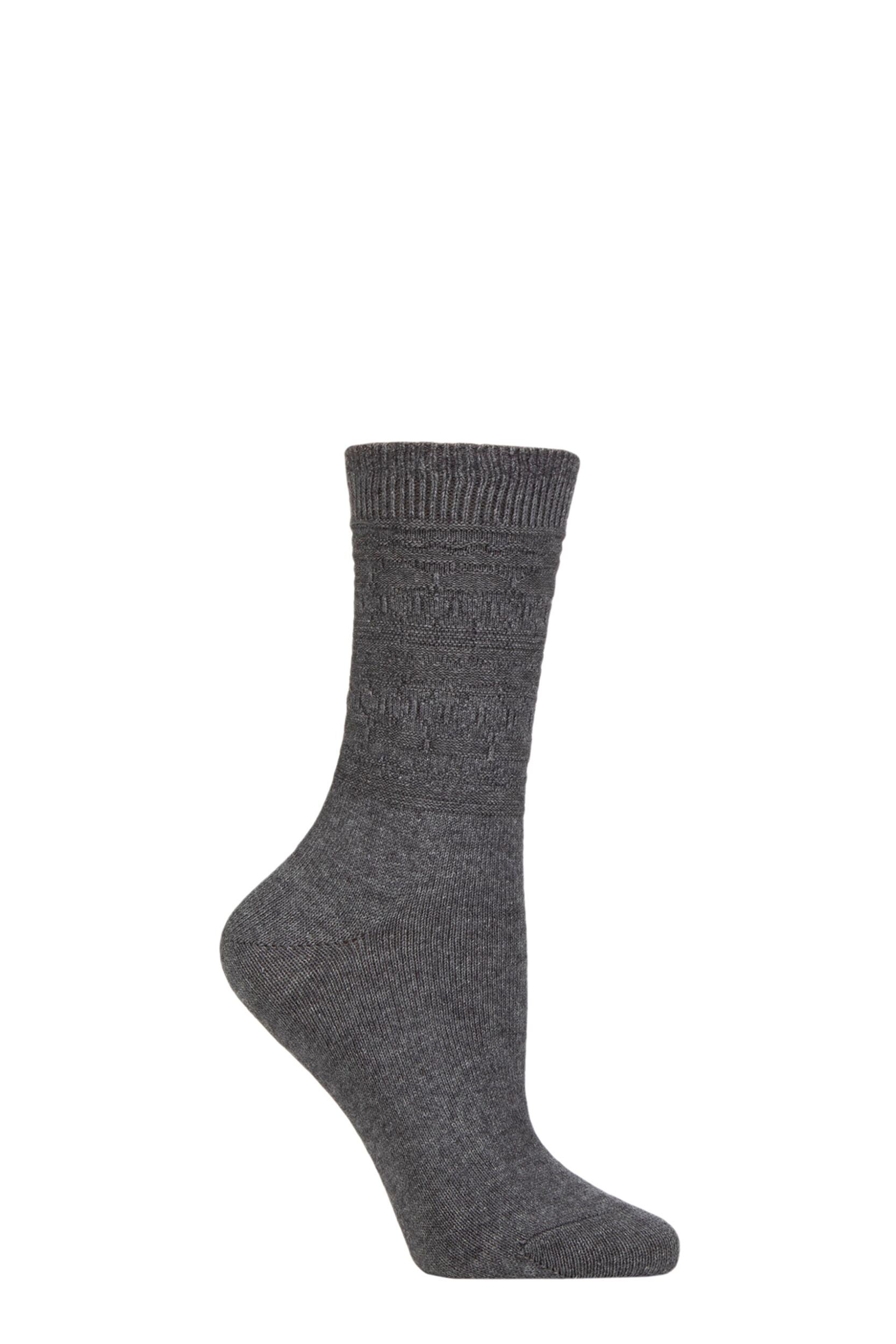 Women's 1 Pair Falke Monument Wool and Organic Cotton Socks Carbon Melange 2.5-5 Ladies