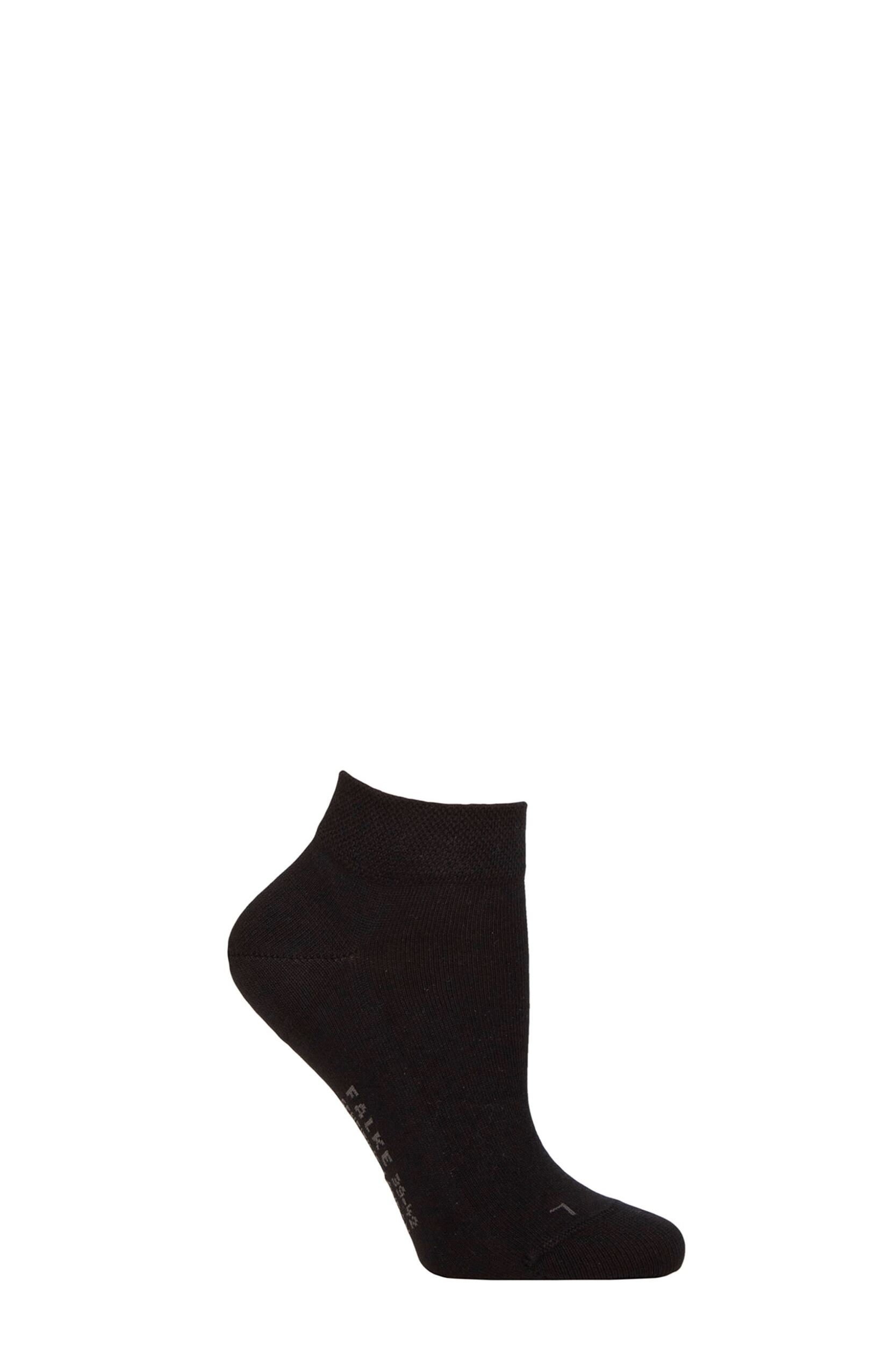 Image of Women's 1 Pair Falke Sensitive London Gentle Grip Cotton Sneaker Socks Black Ladies