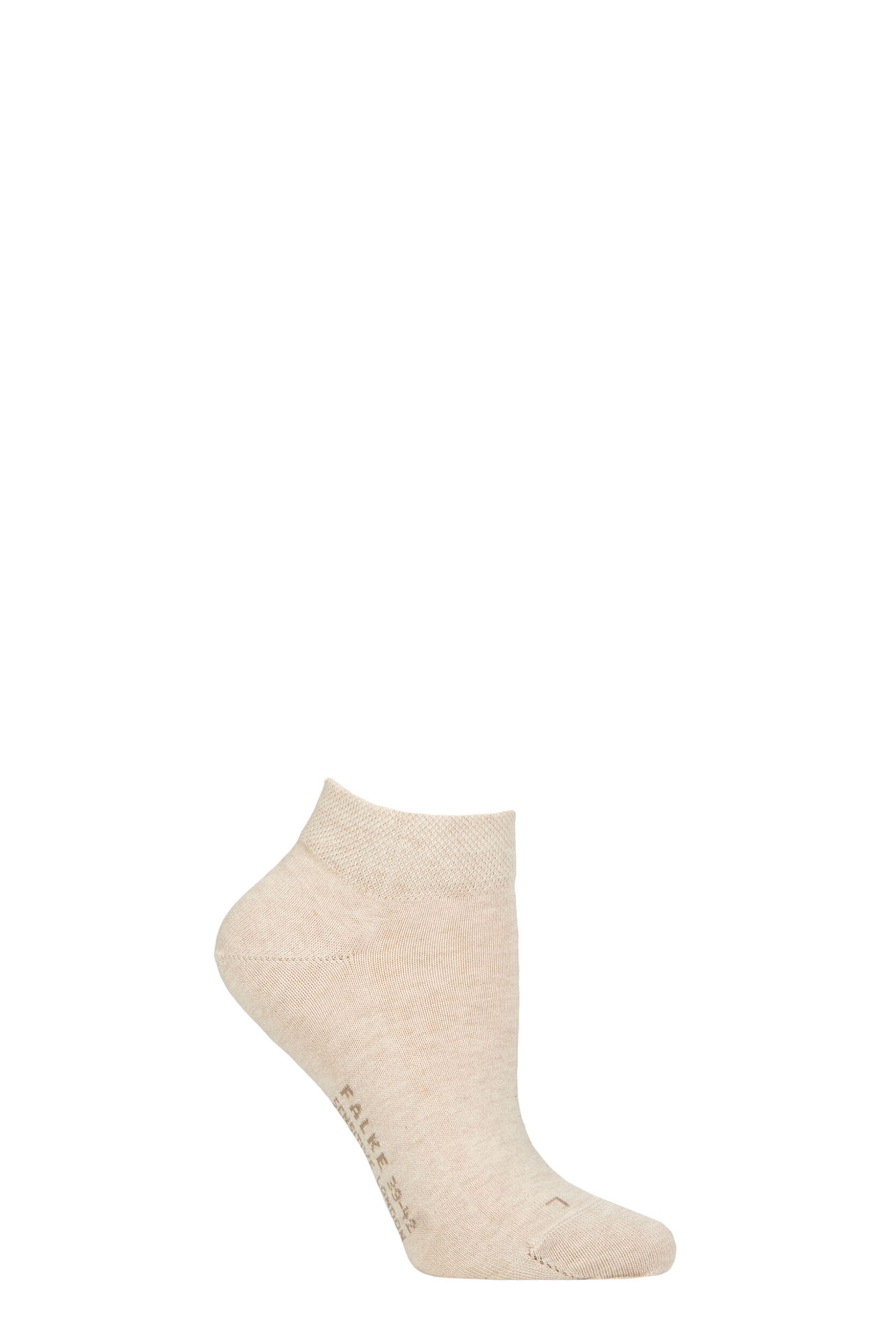Women's 1 Pair Falke Sensitive London Gentle Grip Cotton Sneaker Socks Sand Melange 5.5-8 Ladies
