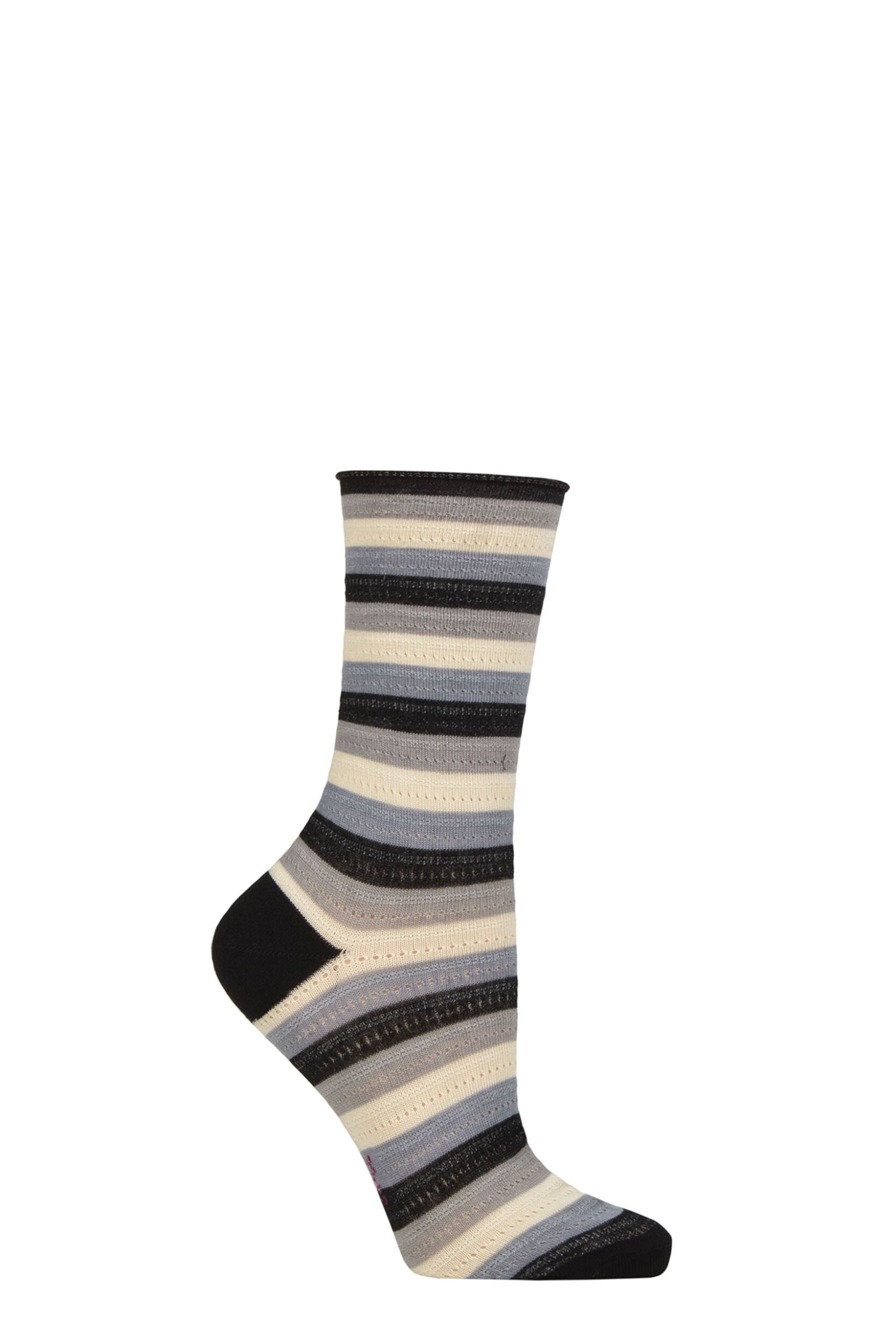 Women’s 1 Pair Falke Dopamine Stripe Lyocell Socks Black 5.5-8 Ladies