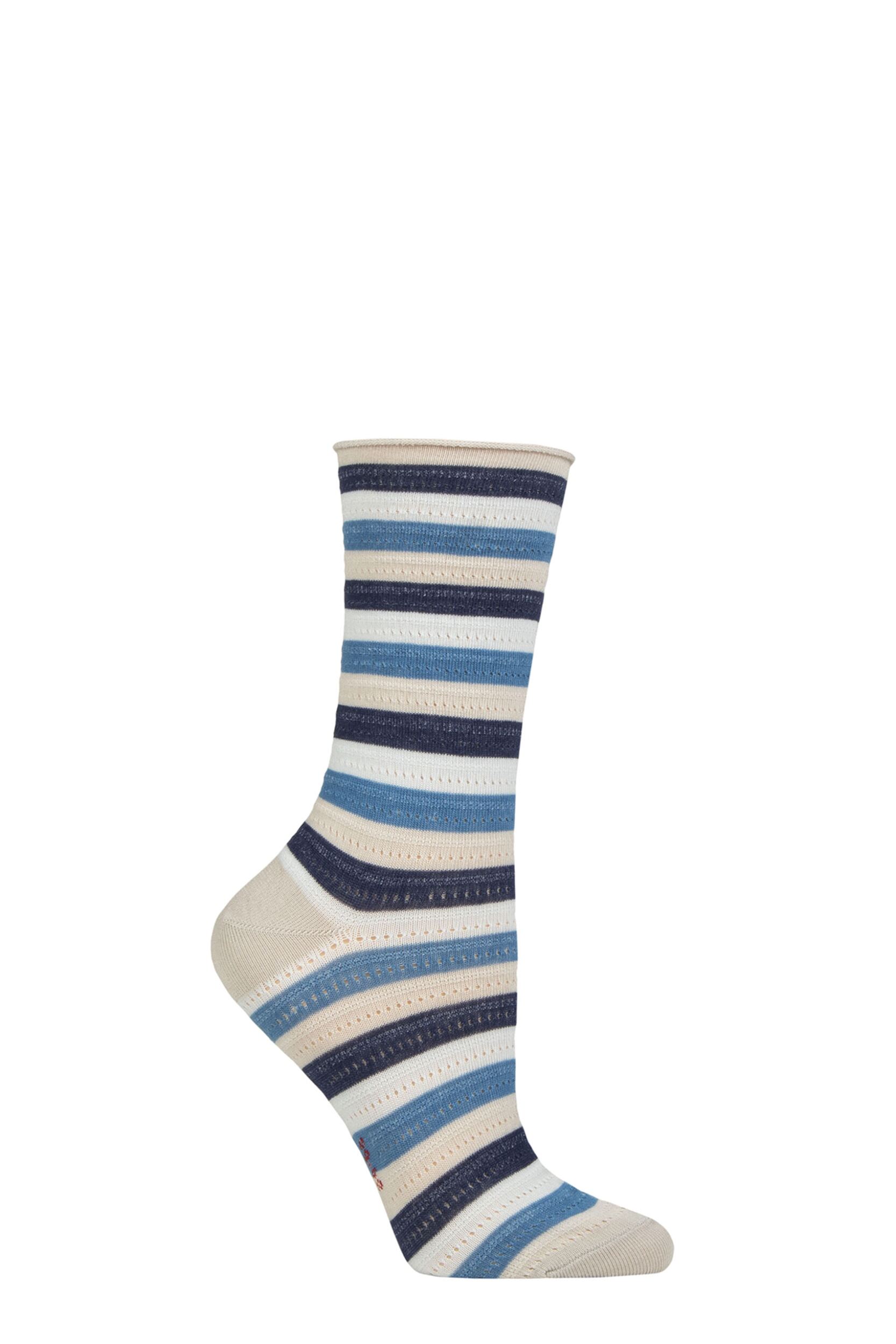 Women’s 1 Pair Falke Dopamine Stripe Lyocell Socks Arctic Grey 2.5-5 Ladies