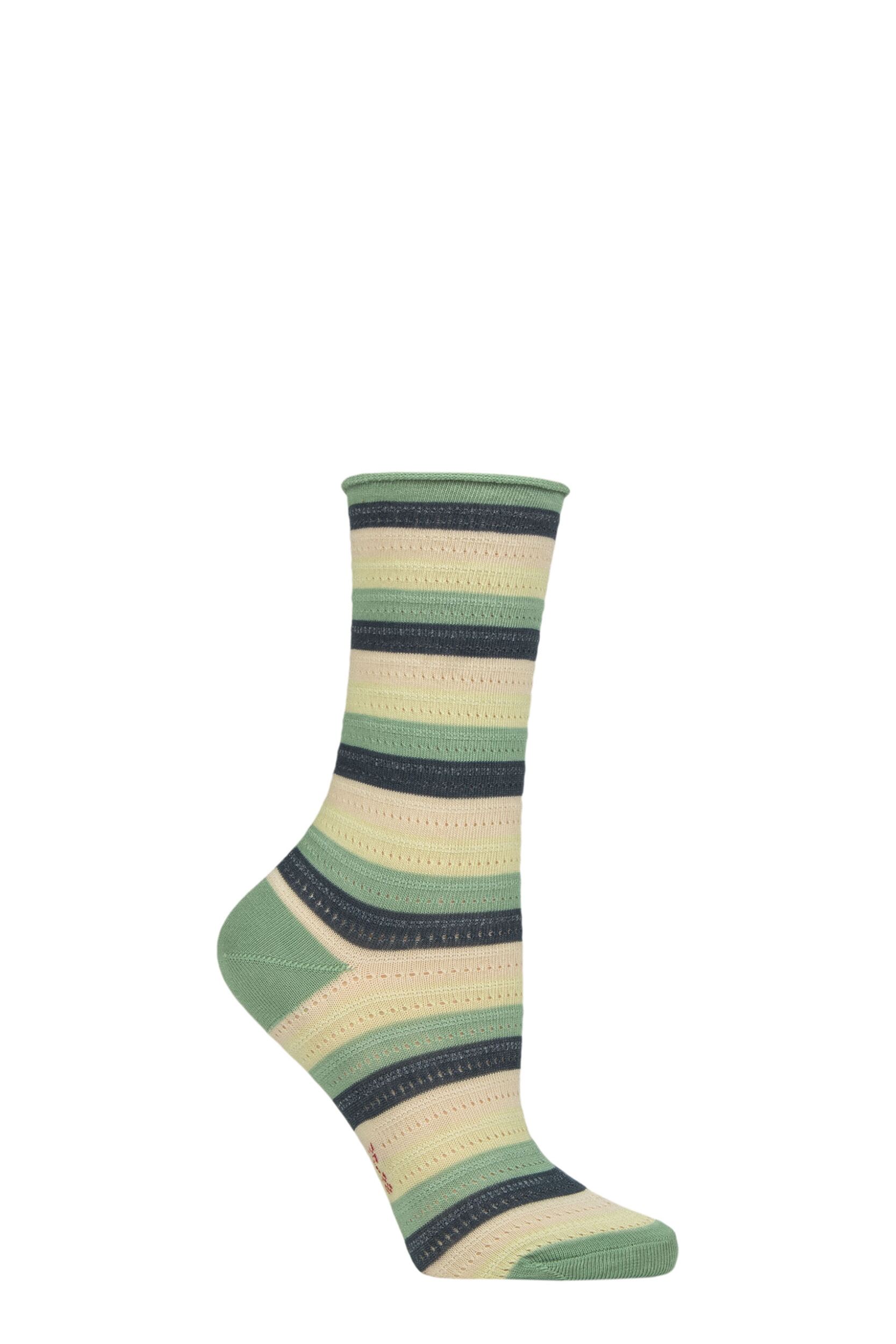 Women’s 1 Pair Falke Dopamine Stripe Lyocell Socks Nettle 5.5-8 Ladies