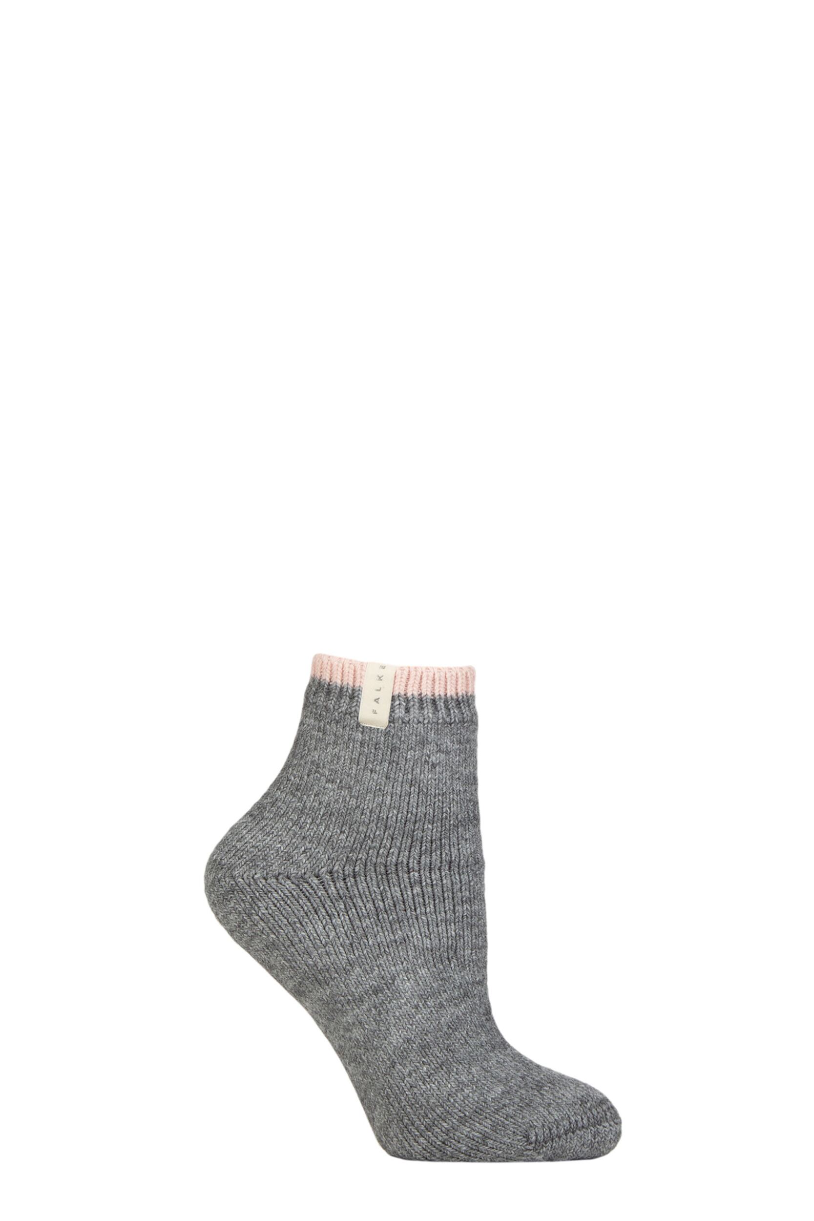 Women's 1 Pair Falke Cosy Plush Wool and Alpaca Socks Dark Grey 2.5-5 Ladies