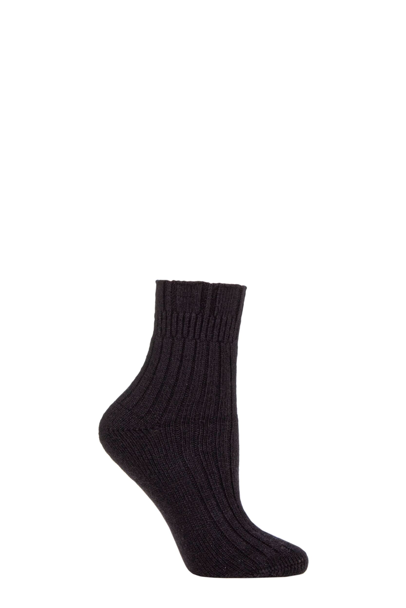 Women's 1 Pair Falke Ribbed Wool Bed Socks Black 5.5-8 Ladies
