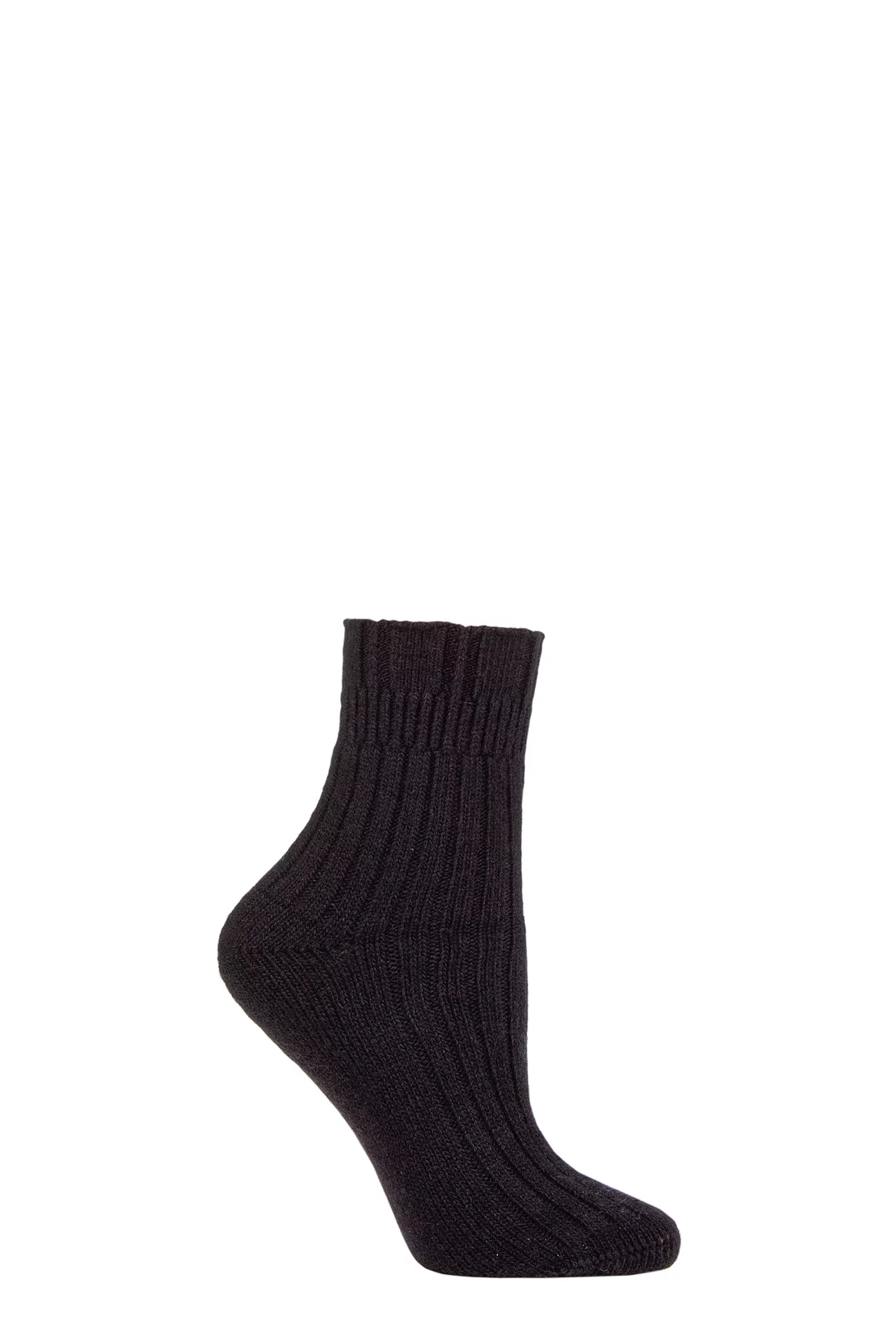Women's 1 Pair Falke Ribbed Wool Bed Socks Black 5.5-8 Ladies