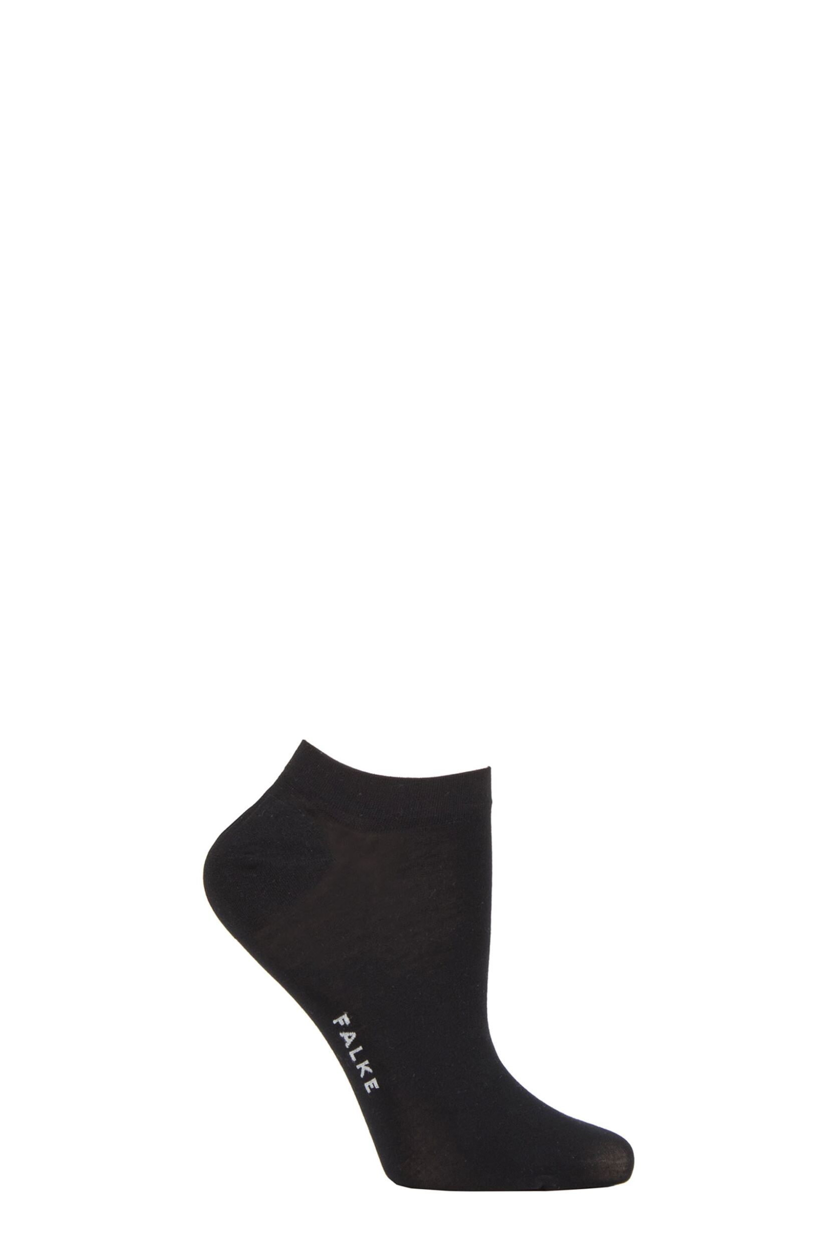 Women's 1 Pair Falke Fine Softness Modal Trainer Socks Black 5.5-8 Ladies