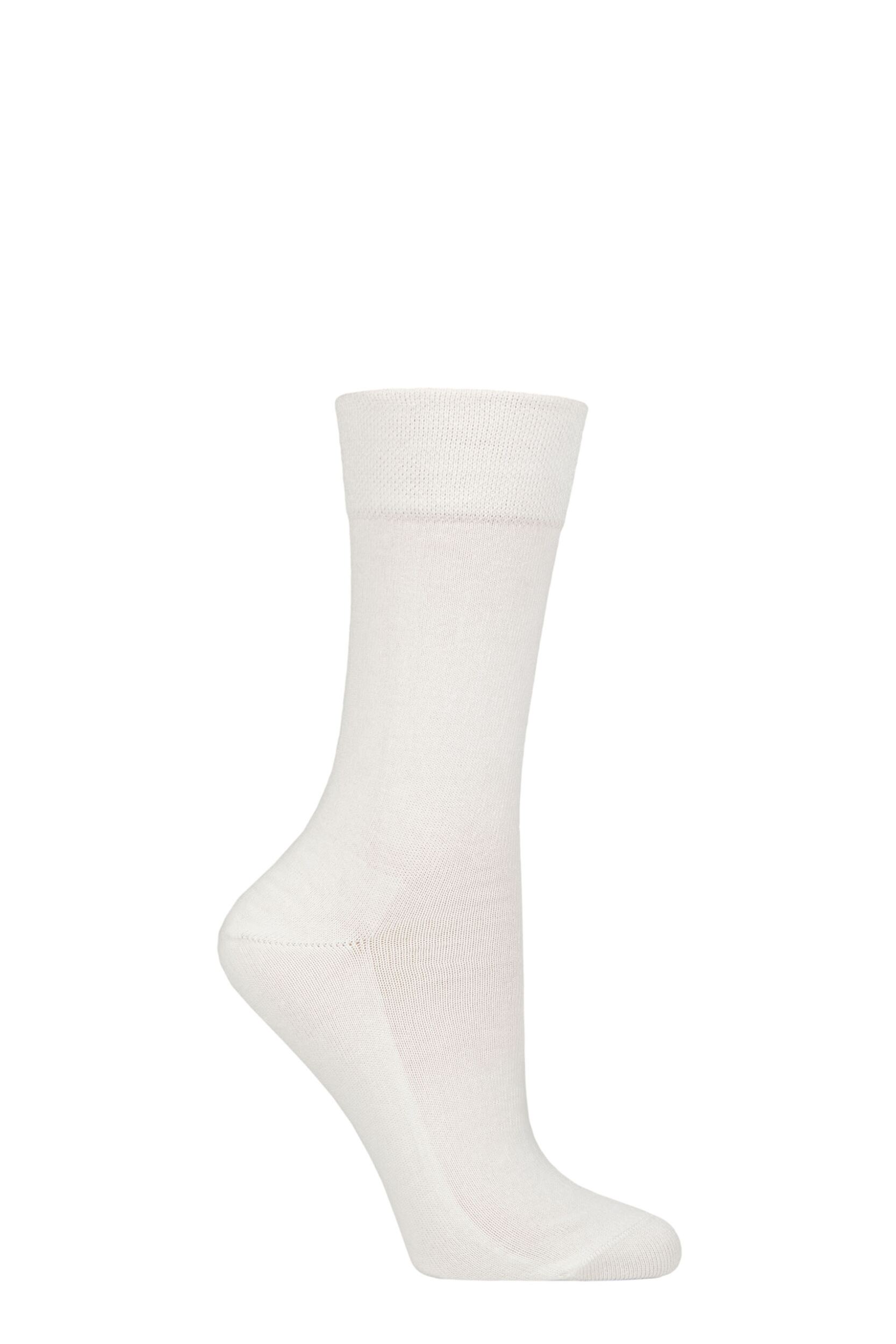 Women’s 1 Pair Falke Sensitive London Left And Right Comfort Cuff Cotton Socks White 5.5-8 Women’s