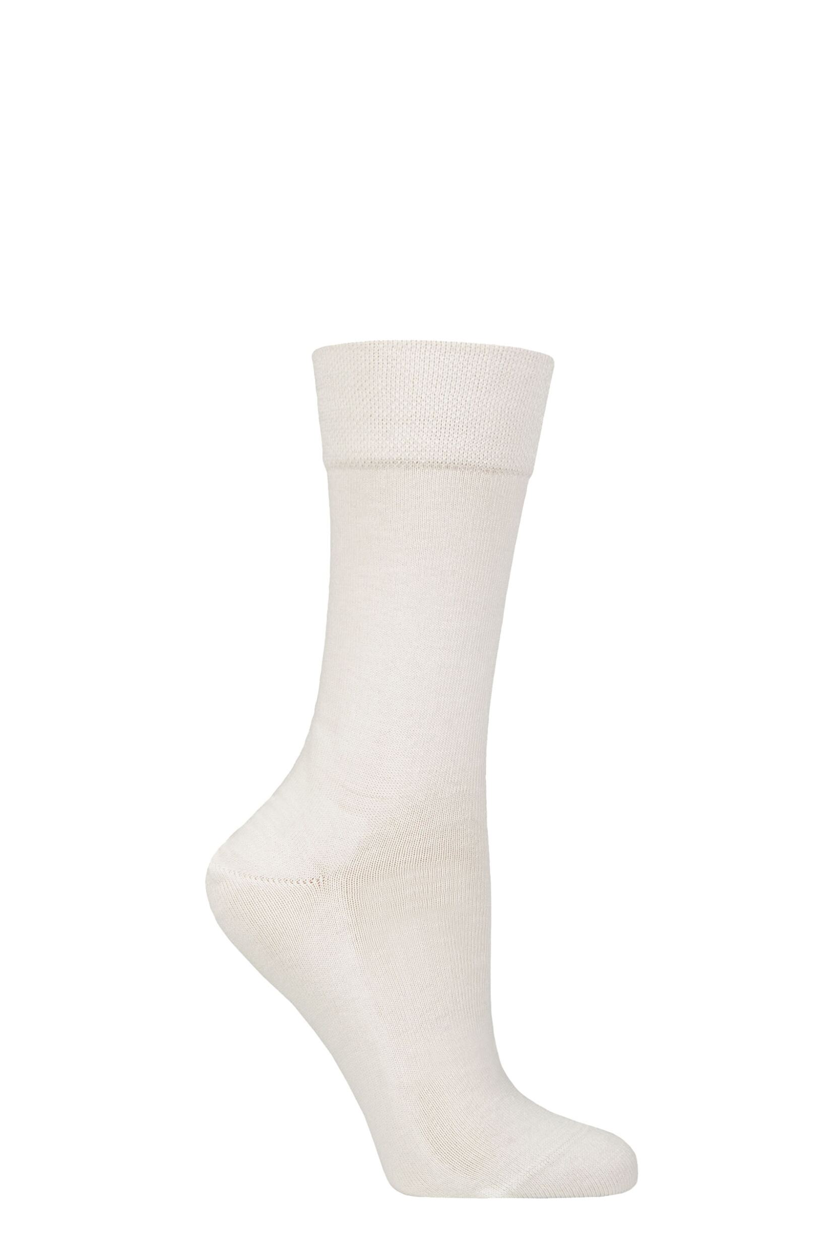 Women’s 1 Pair Falke Sensitive London Left And Right Comfort Cuff Cotton Socks Off White 2.5-5 Women’s