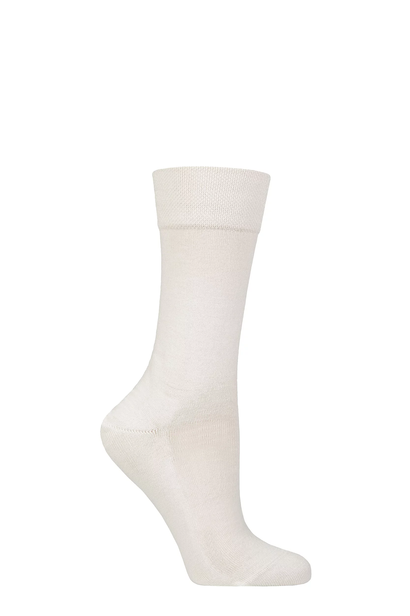 Women's 1 Pair Falke Sensitive London Left And Right Comfort Cuff Cotton Socks Off White 2.5-5 Women'