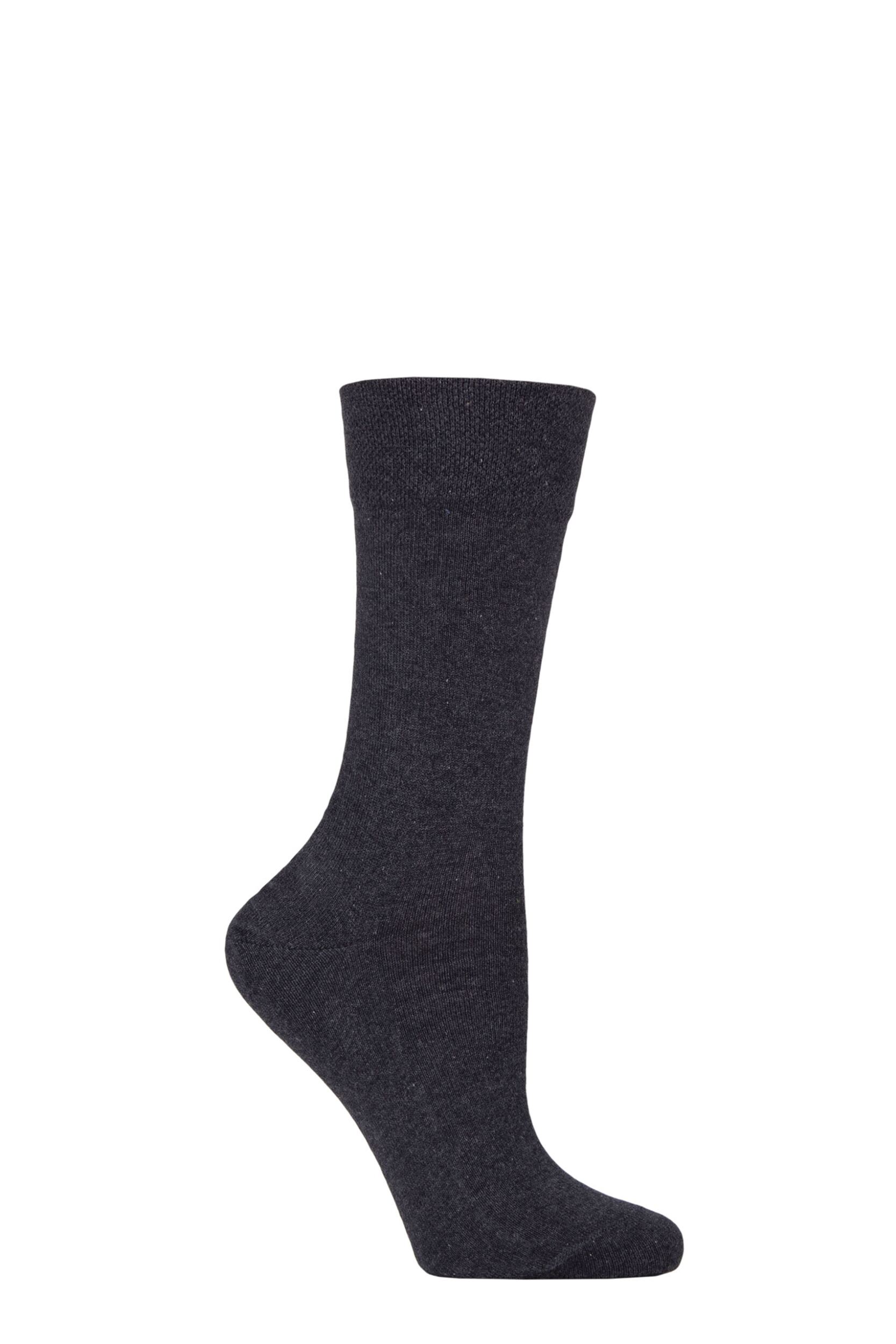 Women’s 1 Pair Falke Sensitive London Left And Right Comfort Cuff Cotton Socks Dark Blue Melange 5.5-8 Women’s