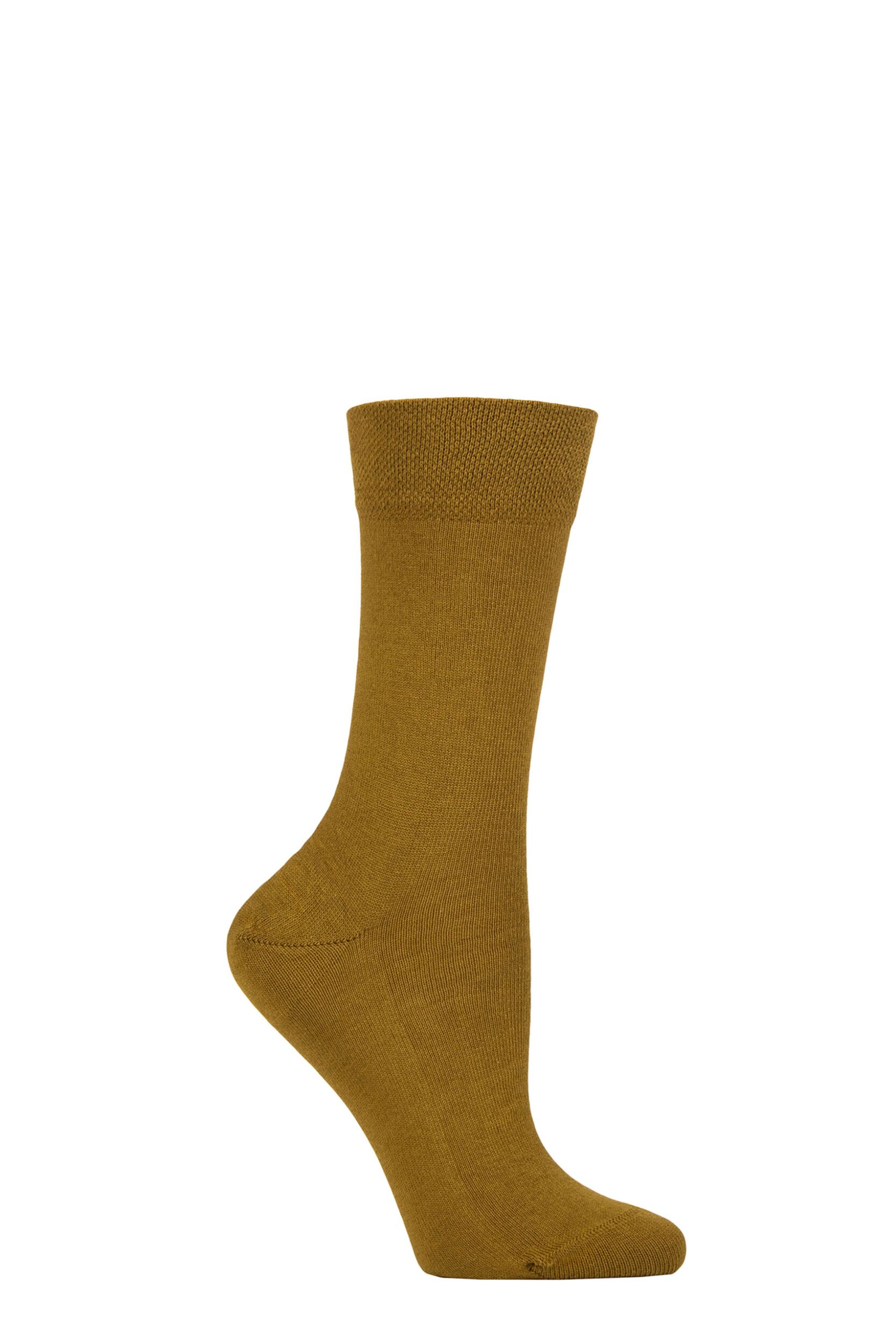 Image of Women's 1 Pair Falke Sensitive London Left And Right Comfort Cuff Cotton Socks Dried Herb Ladies
