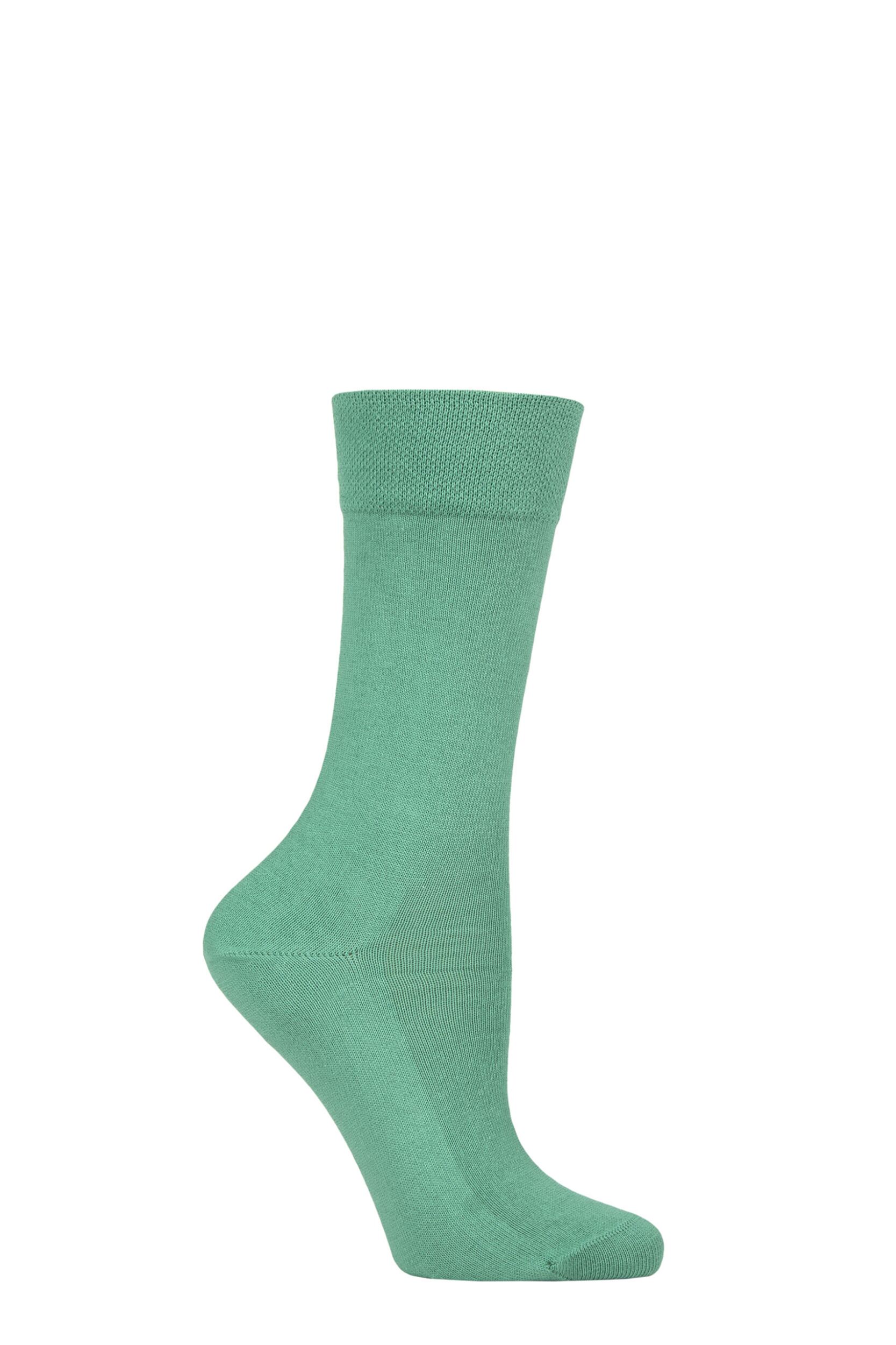 Image of Women's 1 Pair Falke Sensitive London Left And Right Comfort Cuff Cotton Socks Ocean Green 35-38