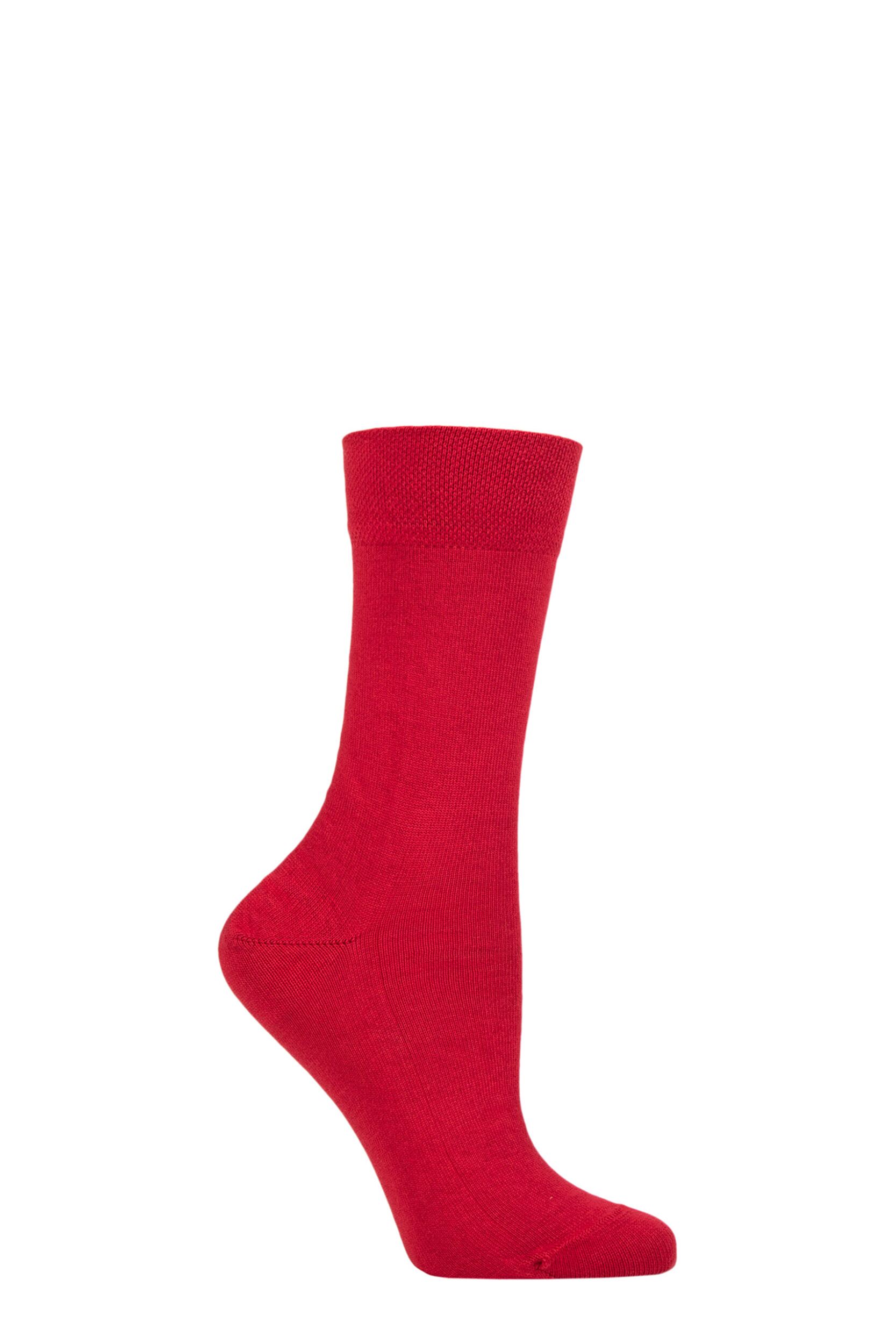 Image of Women's 1 Pair Falke Sensitive London Left And Right Comfort Cuff Cotton Socks Scarlet 35-38