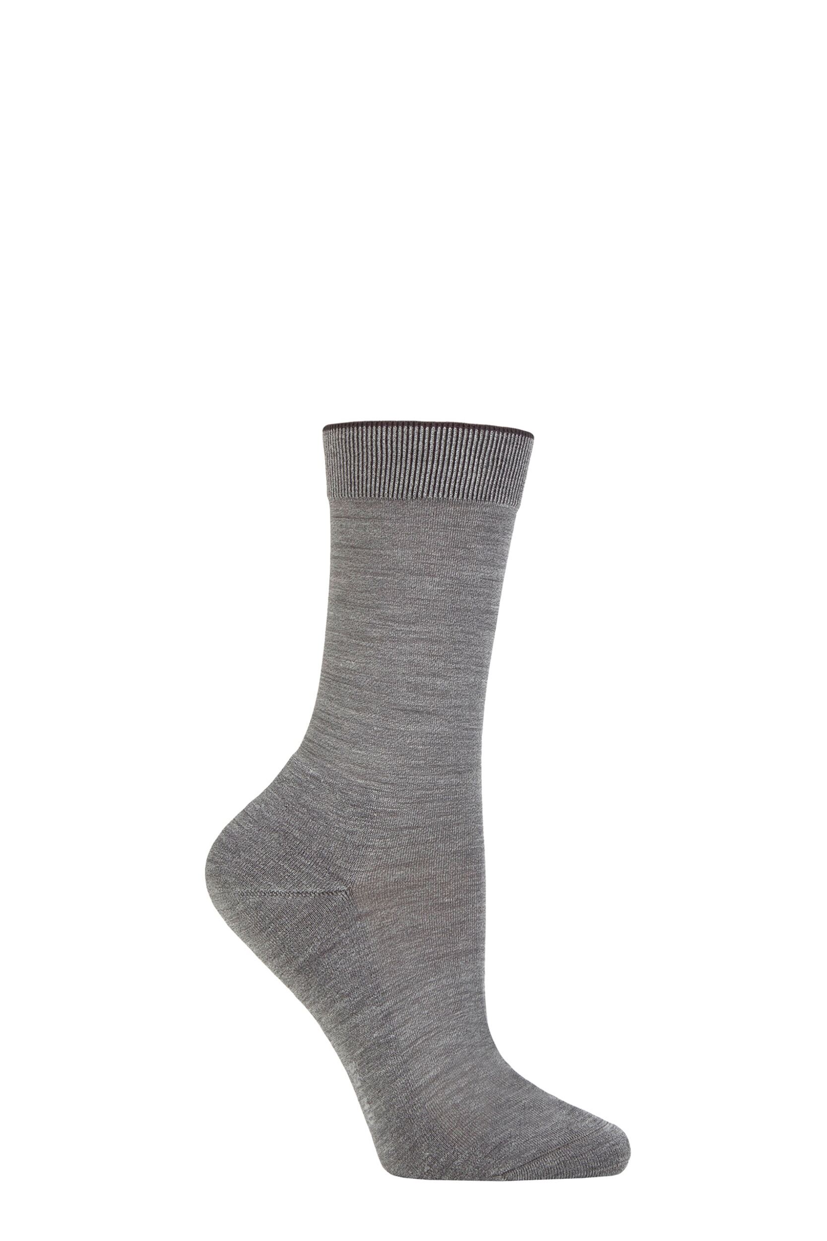 Women’s 1 Pair Falke Climawool Recycled Yarn Socks Light Grey 7-8 Ladies