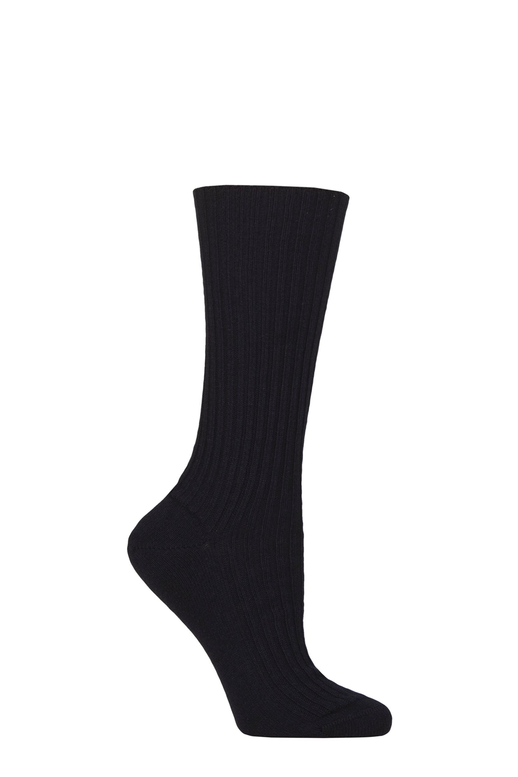 Women’s 1 Pair Falke Cosy Wool and Cashmere Boot Socks Black 2.5-5 Ladies