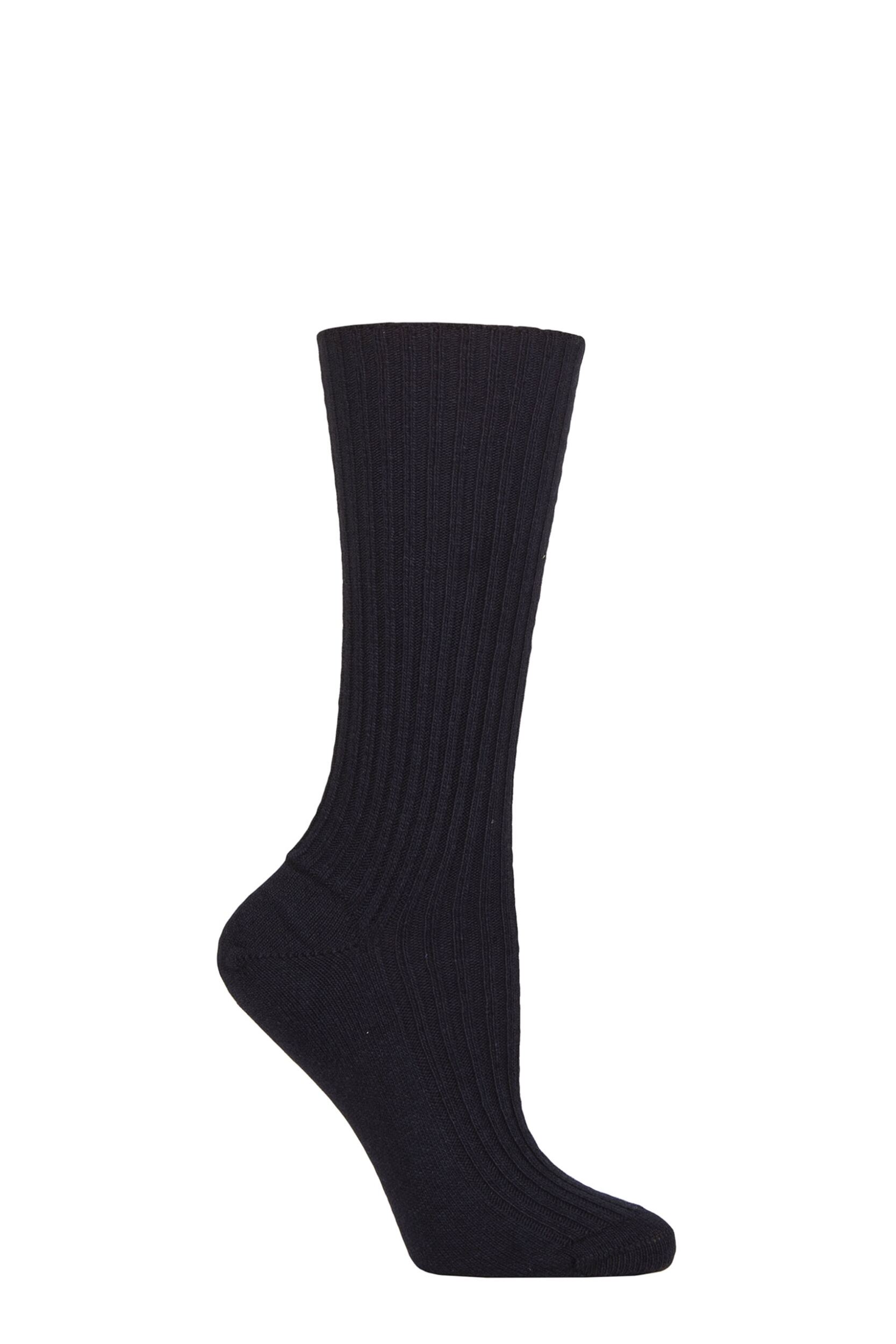 Women’s 1 Pair Falke Cosy Wool and Cashmere Boot Socks Navy 5.5-8 Ladies