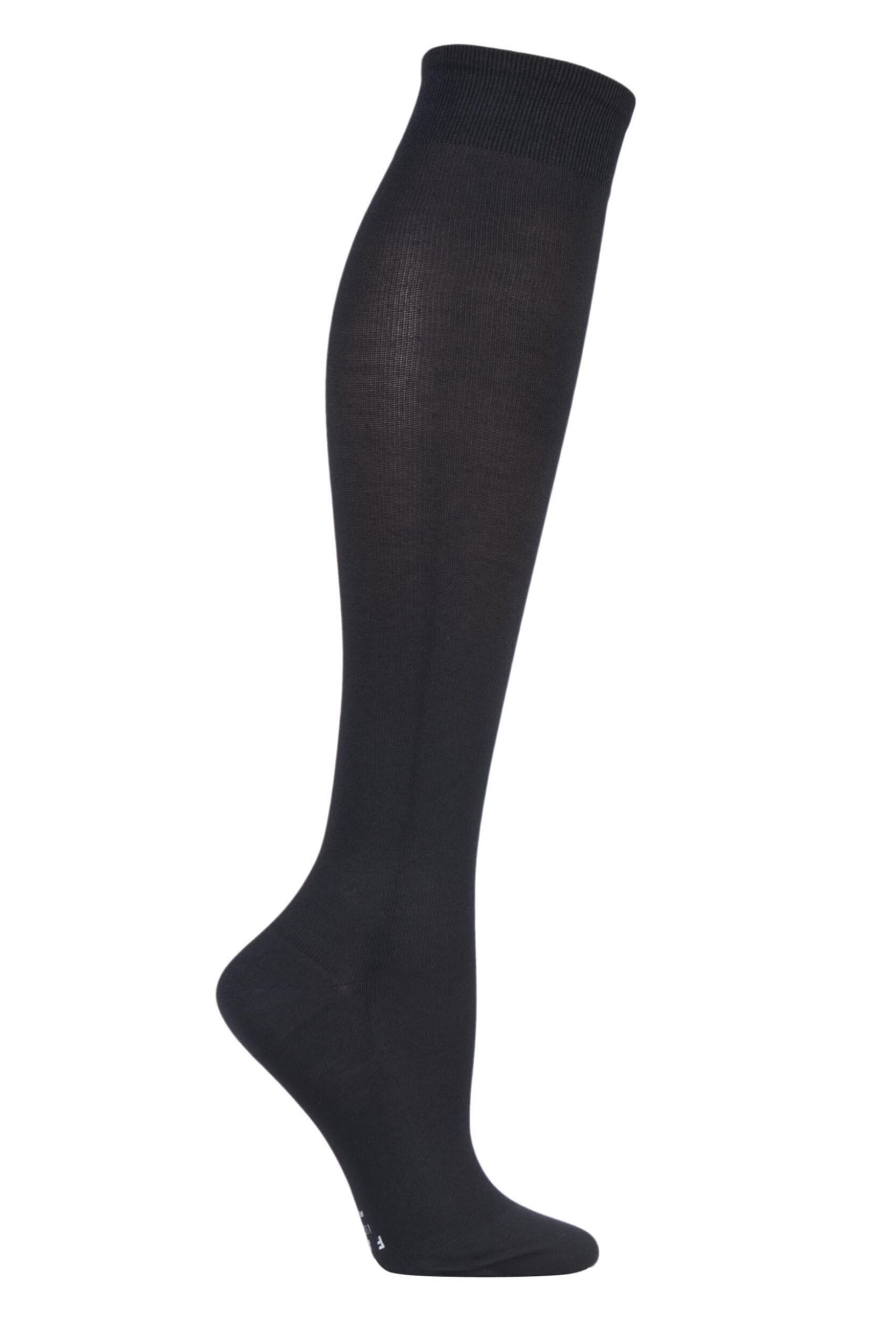 1 Pair Black Strong Leg Energizer Compression Socks Ladies 5.5-6.5 Ladies (Calf Width 30-35cm) - Falke