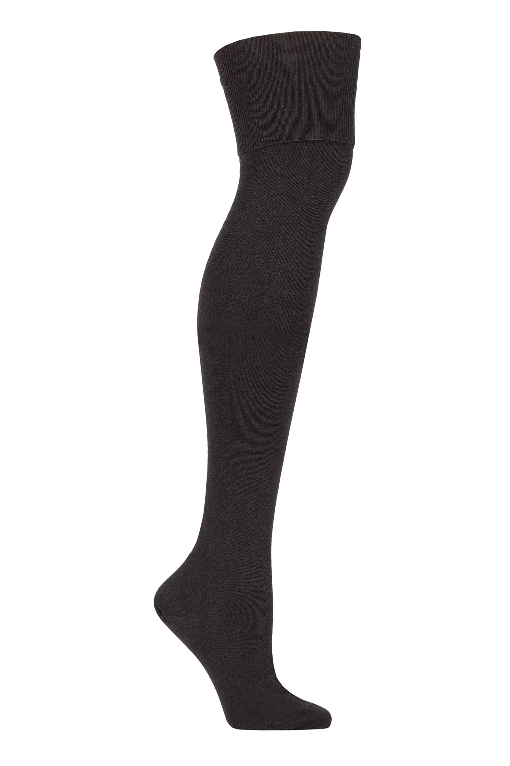 Women's 1 Pair Falke Soft Merino Wool Over the Knee Socks Black 7-8 Ladies