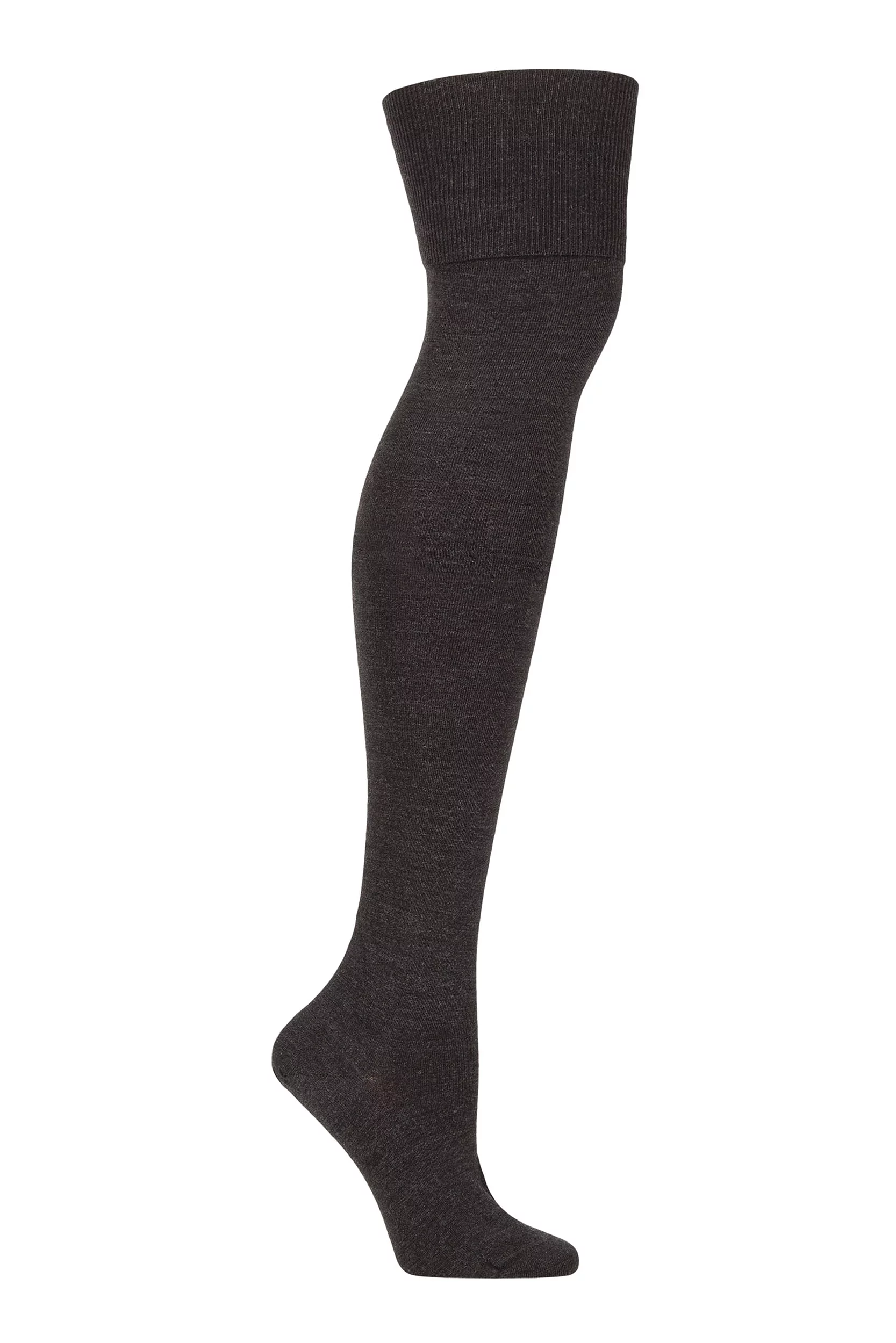 Women's 1 Pair Falke Soft Merino Wool Over the Knee Socks Anthracite 5.5-6.5 Ladies