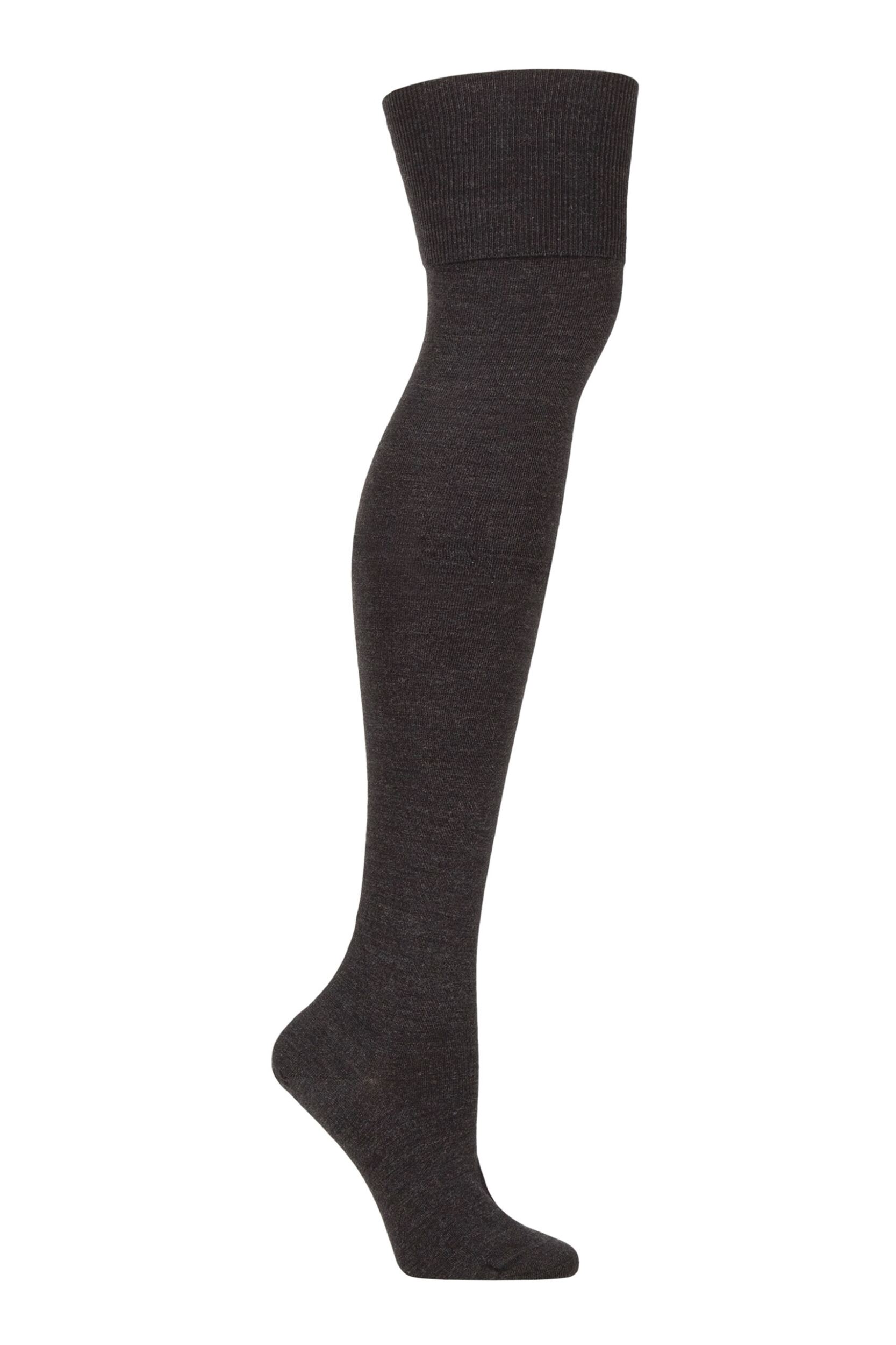 Women's 1 Pair Falke Soft Merino Wool Over the Knee Socks Anthracite 4-5 Ladies
