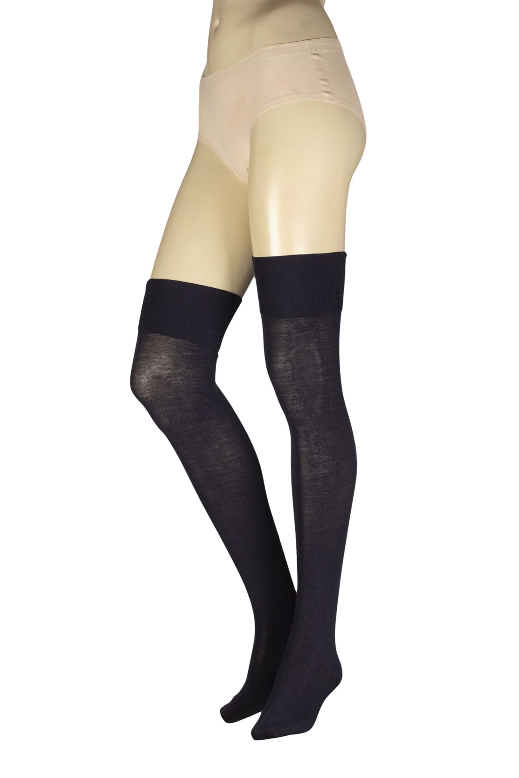 Women's 1 Pair Falke Soft Merino Wool Over the Knee Socks Dark Navy 5.5-6.5 Women'