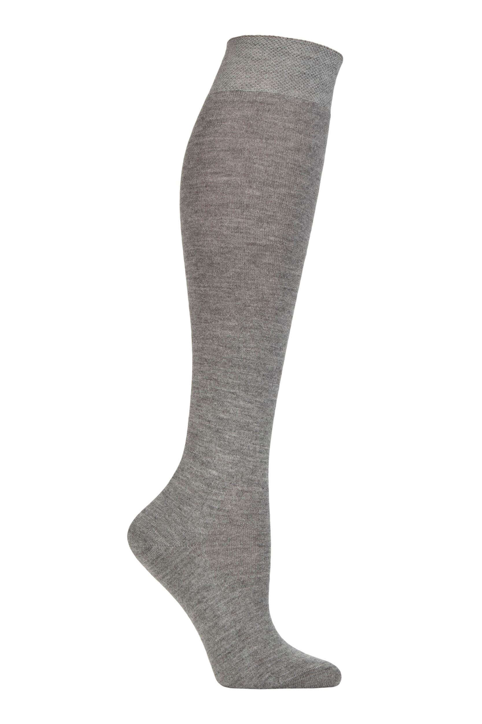 Women's 1 Pair Falke No 1  85% Cashmere Knee High Socks Light Grey Melange 5.5-6.5 Ladies