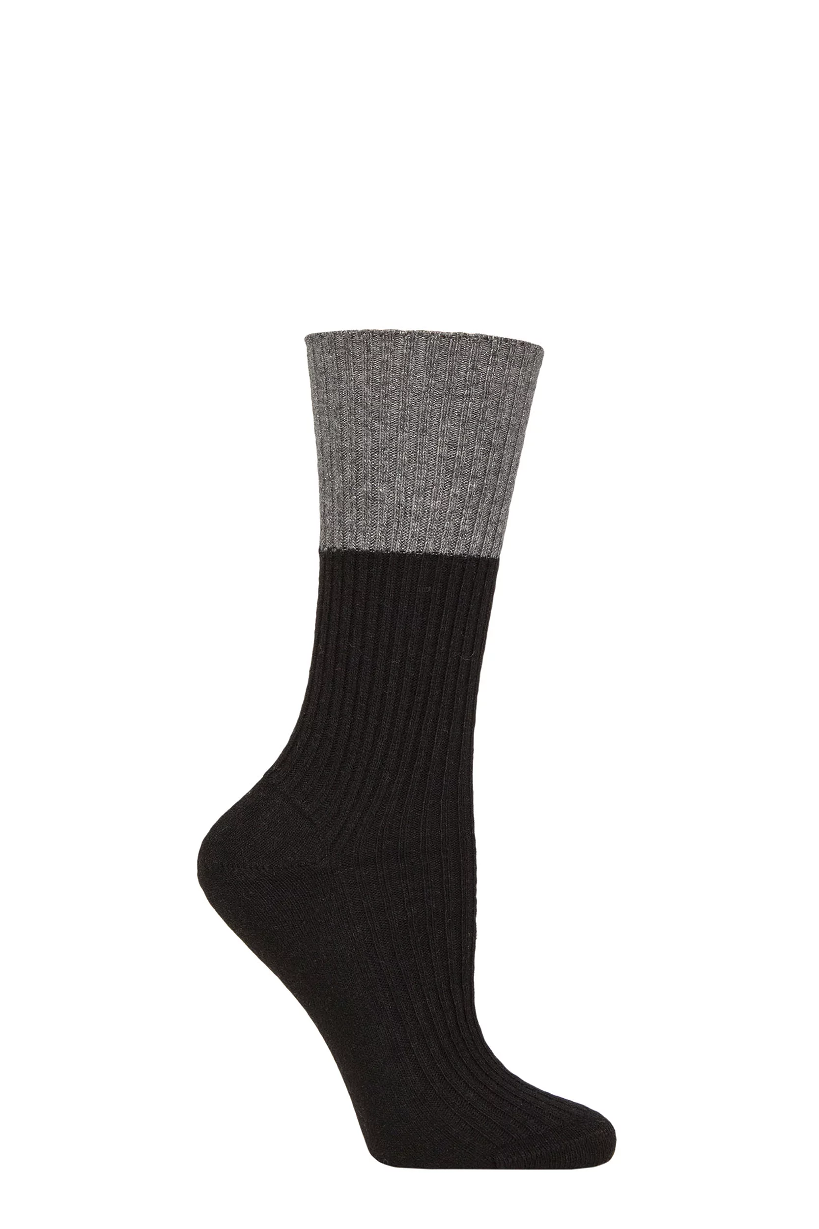 Women's 1 Pair Falke Cosy Wool Special Edition Striped Cuff Socks Black 5.5-8 Women'