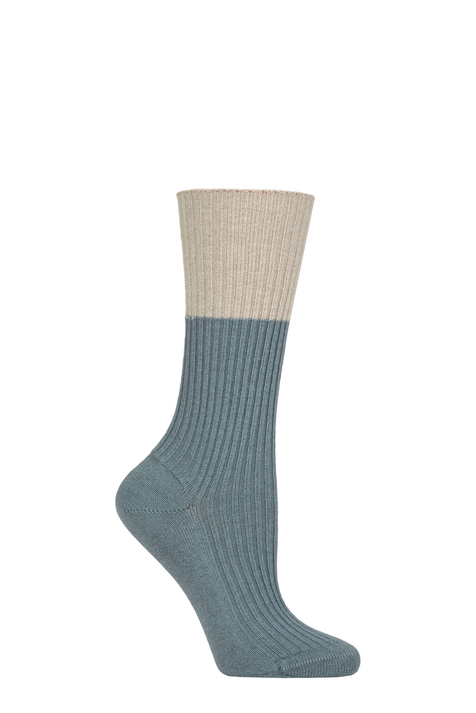 Women's 1 Pair Falke Cosy Wool Special Edition Striped Cuff Socks Monument 2.5-5 Women'