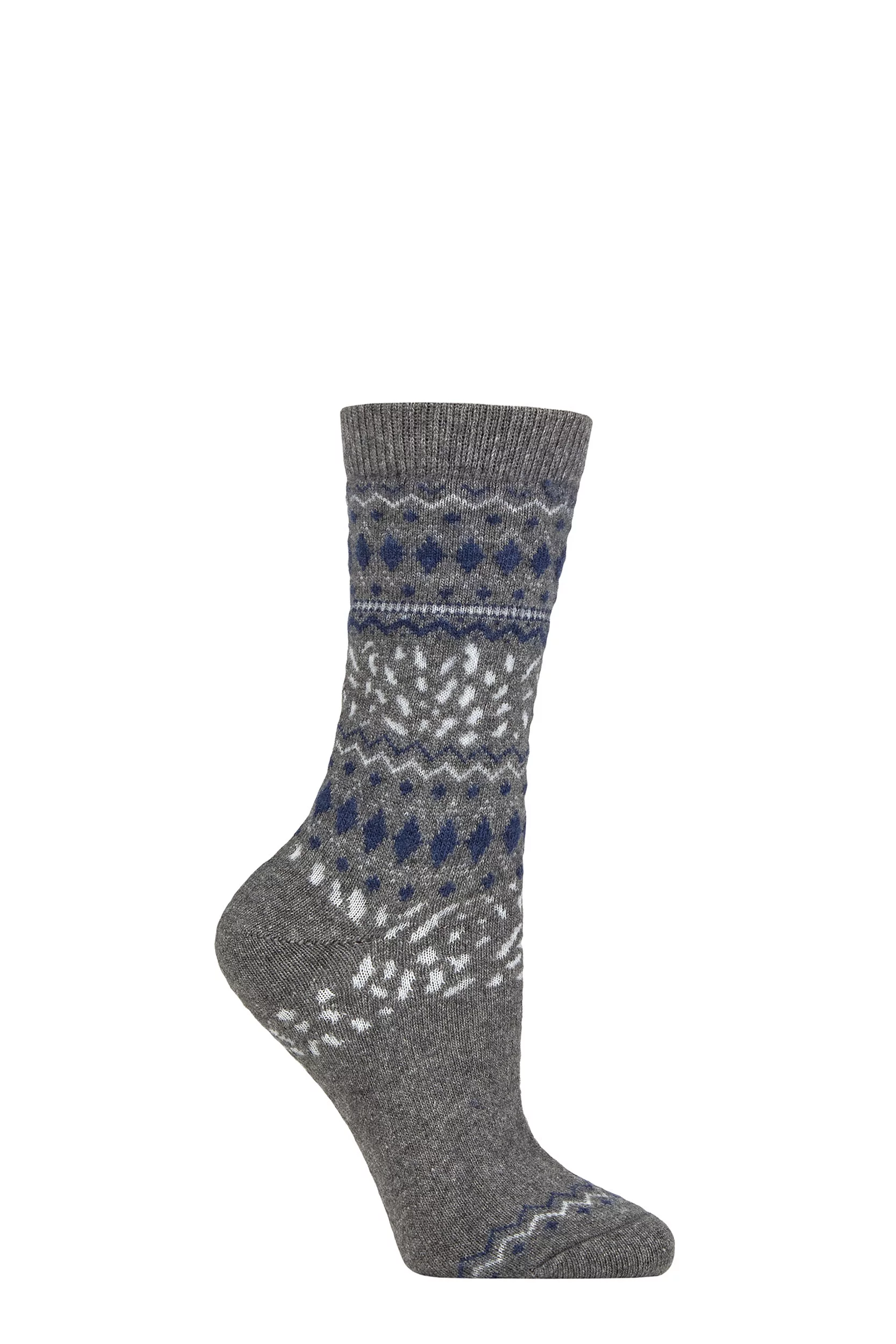 Women's 1 Pair Falke Cosy Wool Special Edition Classic Norwegian Patterned Socks Light Grey Melange 5.5-8 Women'