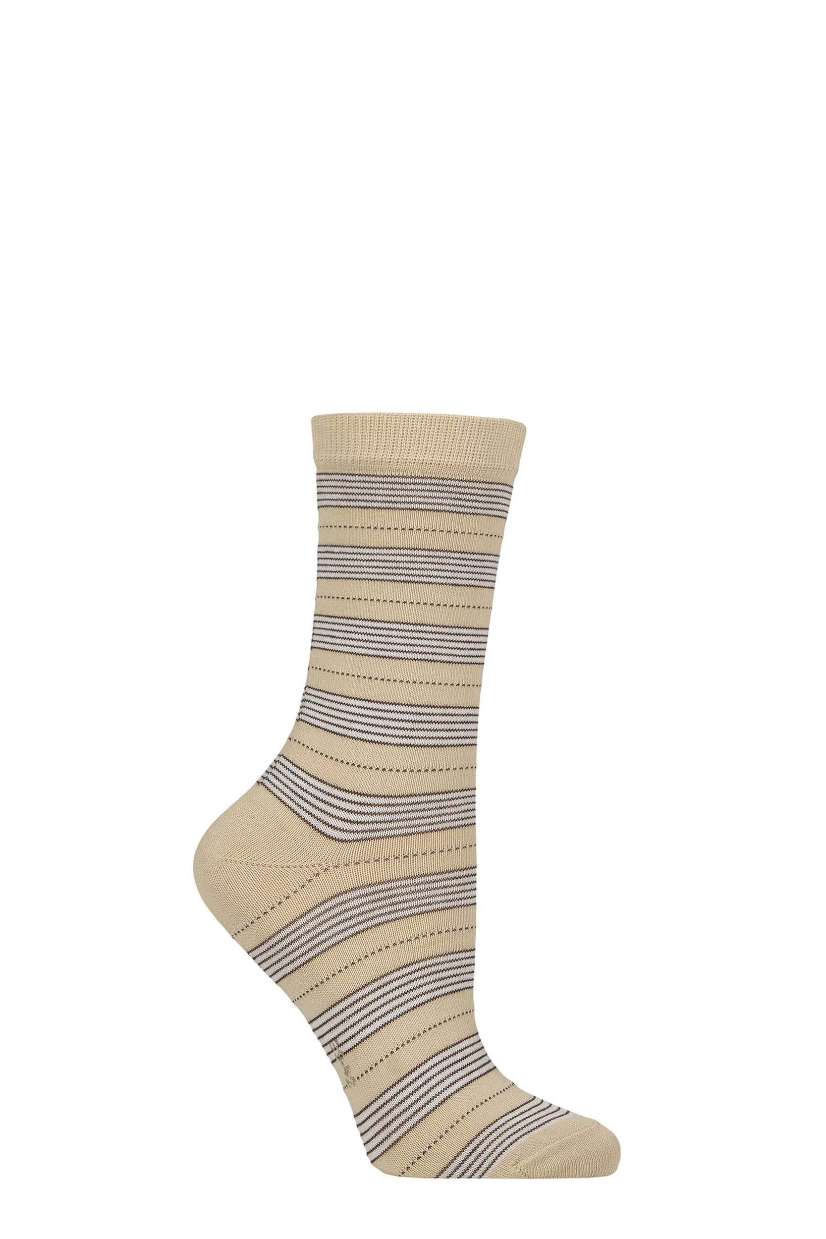 Women's 1 Pair Falke Stripe Uniform Cotton Socks Cream 39