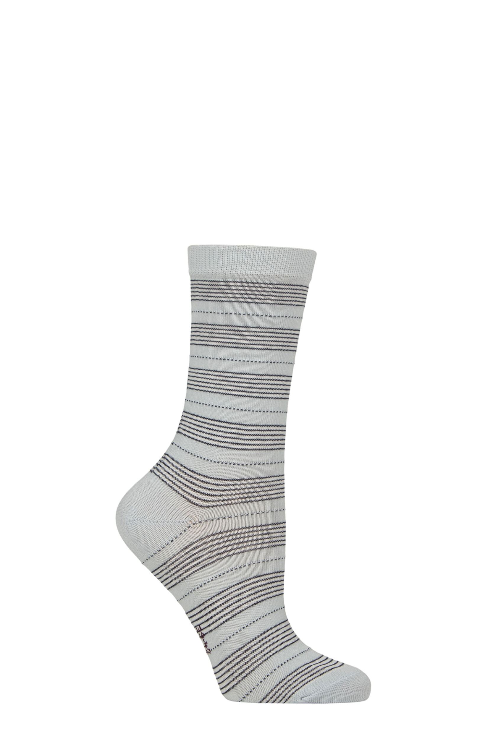 Women's 1 Pair Falke Stripe Uniform Cotton Socks Light Blue 35-38