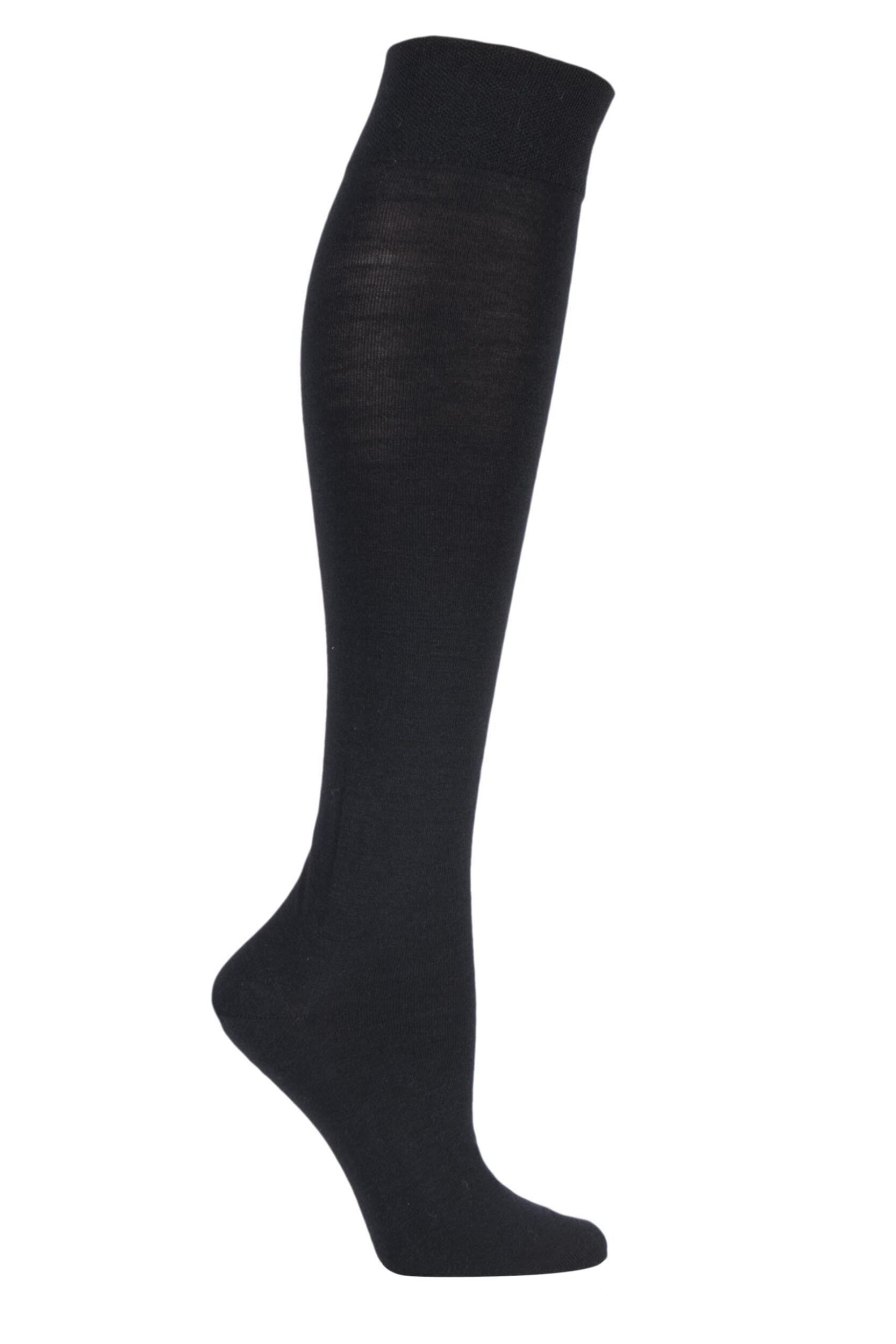 1 Pair Black Sensitive Berlin Merino Wool Left And Right Knee High Socks Ladies 5.5-8 Ladies - Falke