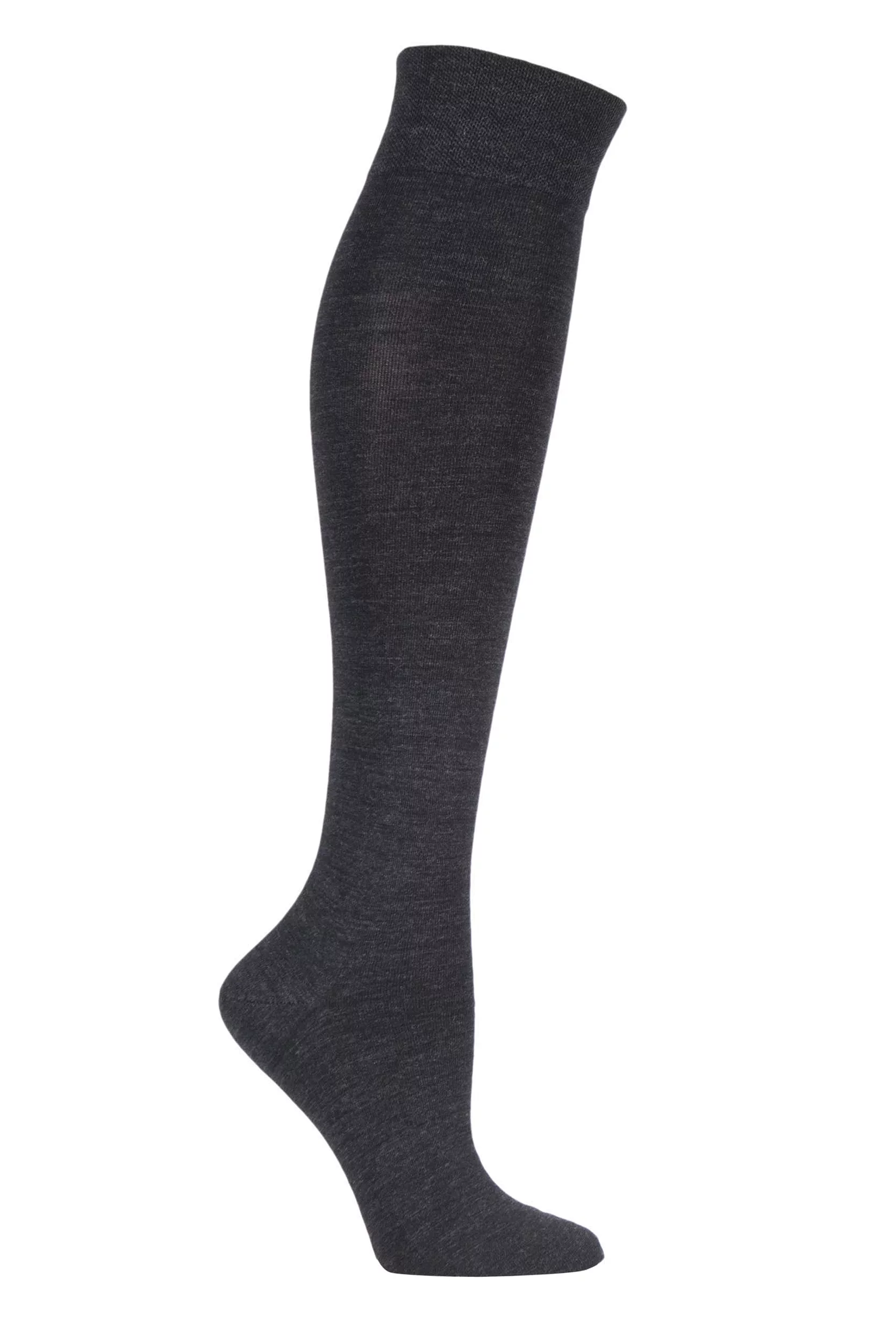 1 Pair Anthracite Sensitive Berlin Merino Wool Left And Right Knee High Socks Ladies 2.5-5 Ladies - Falke