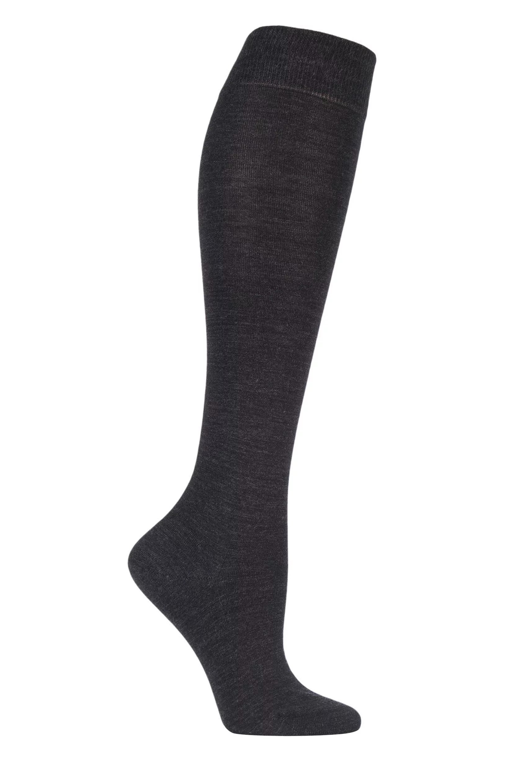 1 Pair Anthracite Soft Merino Wool Knee High Socks Ladies 4-5 Ladies - Falke