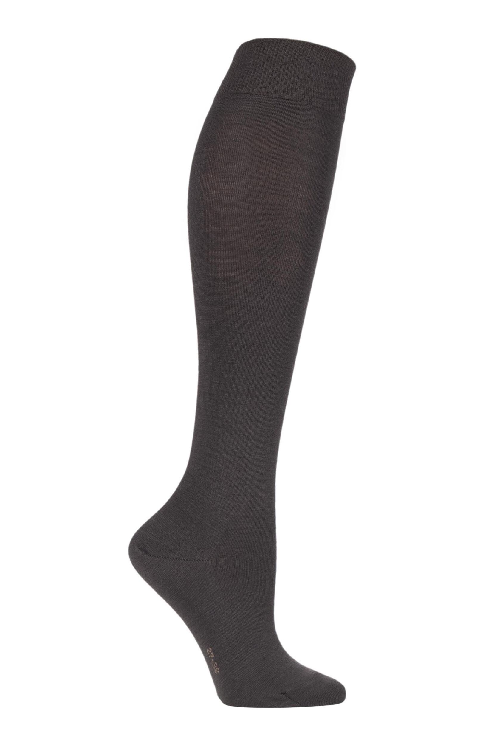 1 Pair Dark Brown Soft Merino Wool Knee High Socks Ladies 4-5 Ladies - Falke