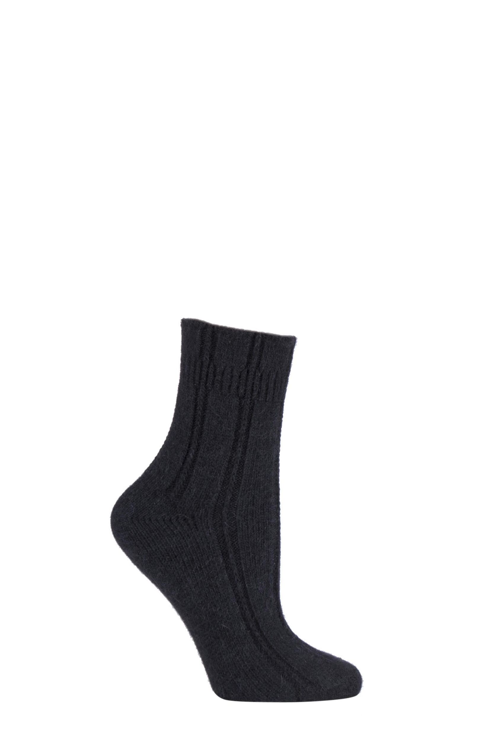 1 Pair Black Angora Bed Socks Ladies 5.5-8 Ladies - Falke