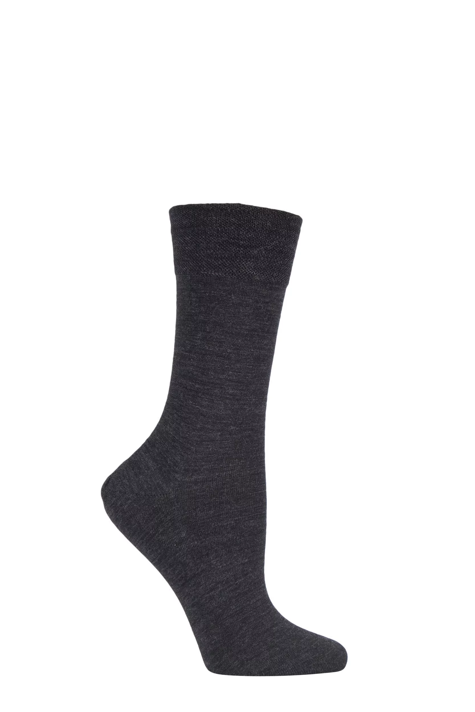 1 Pair Anthracite Sensitive Berlin Merino Wool Left And Right Comfort Cuff Socks Ladies 2.5-5 Ladies - Falke