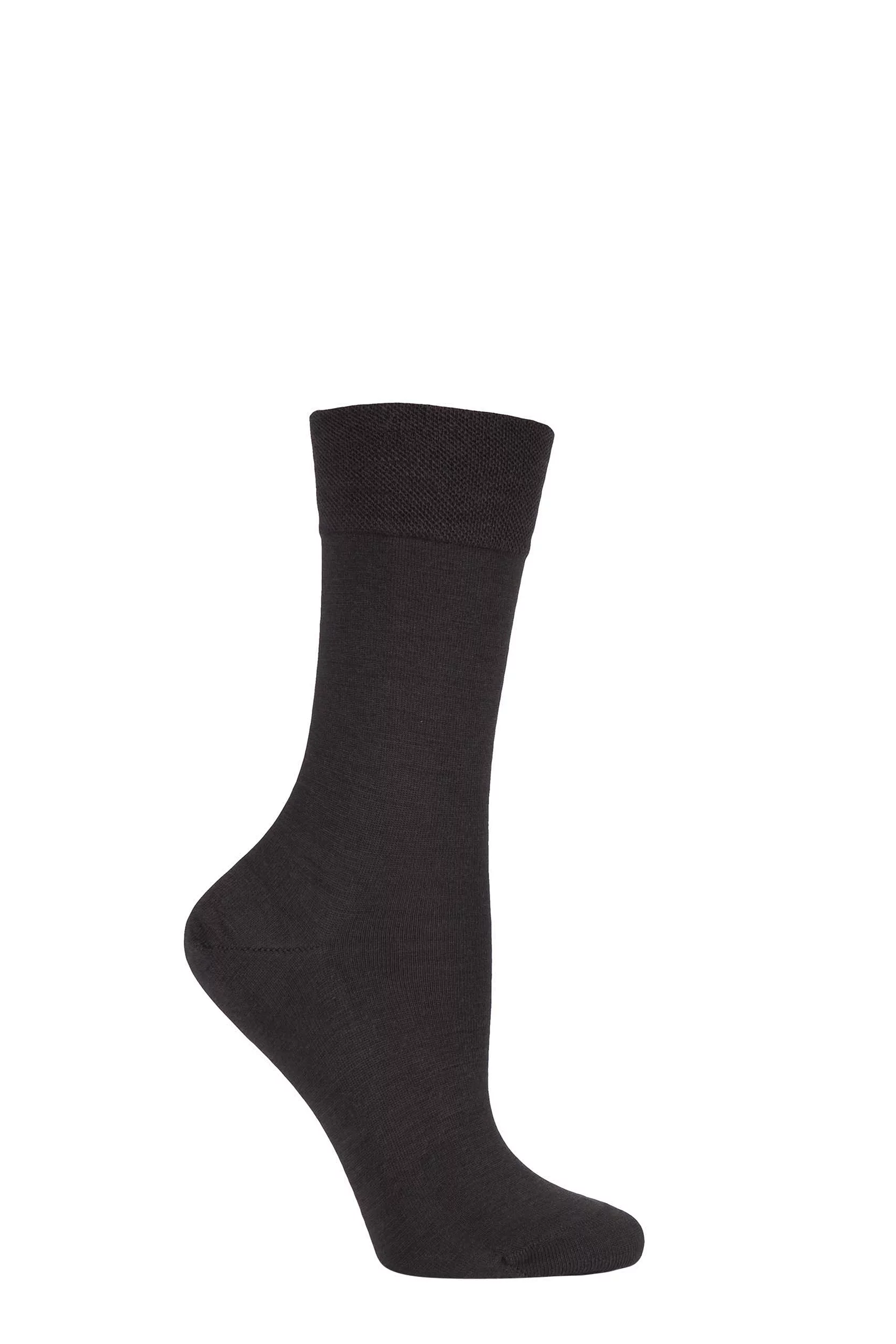1 Pair Dark Brown Sensitive Berlin Merino Wool Left And Right Comfort Cuff Socks Ladies 5.5-8 Ladies - Falke