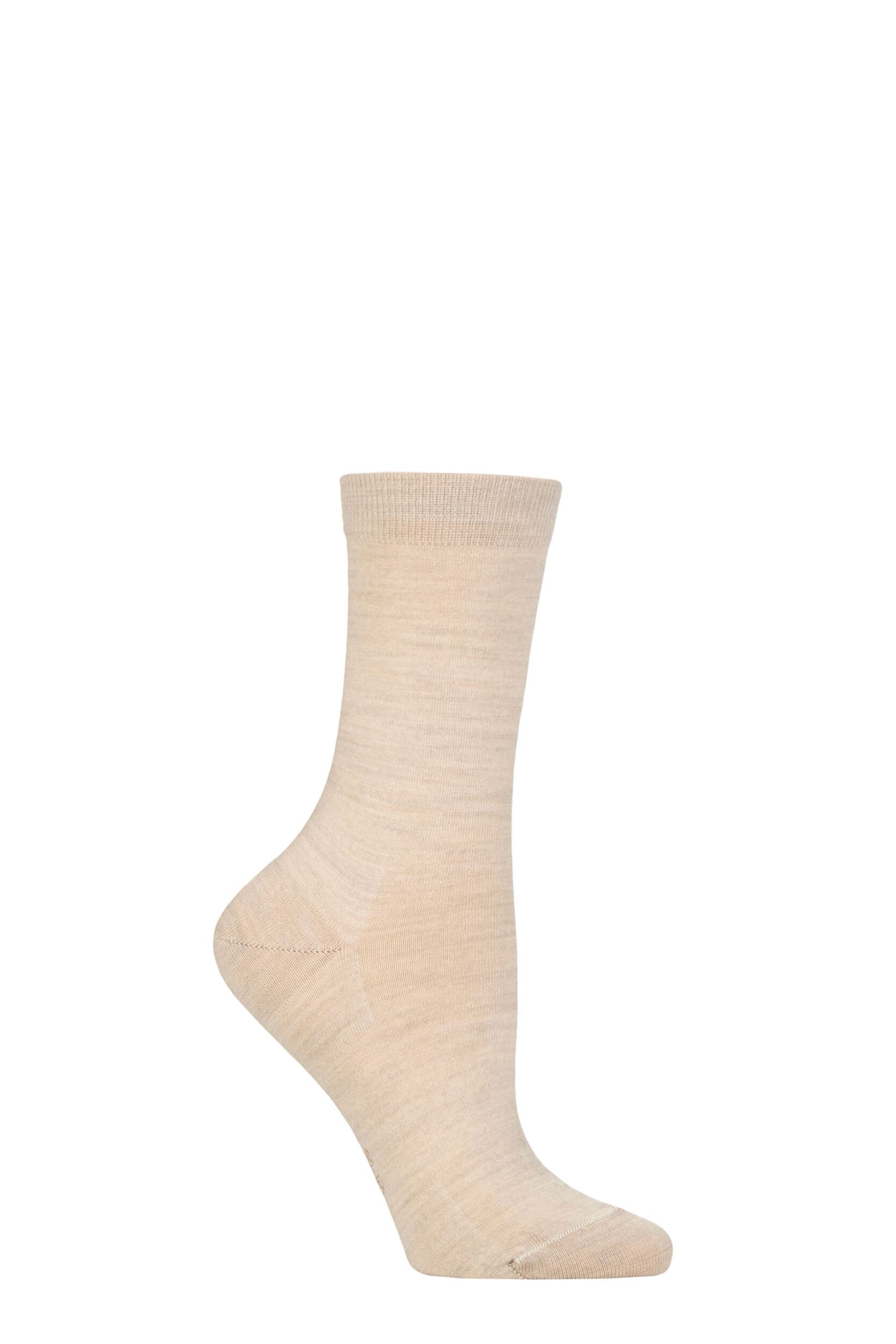 Women's 1 Pair Falke Soft Merino Wool Socks Linen 5.5-6.5 Ladies