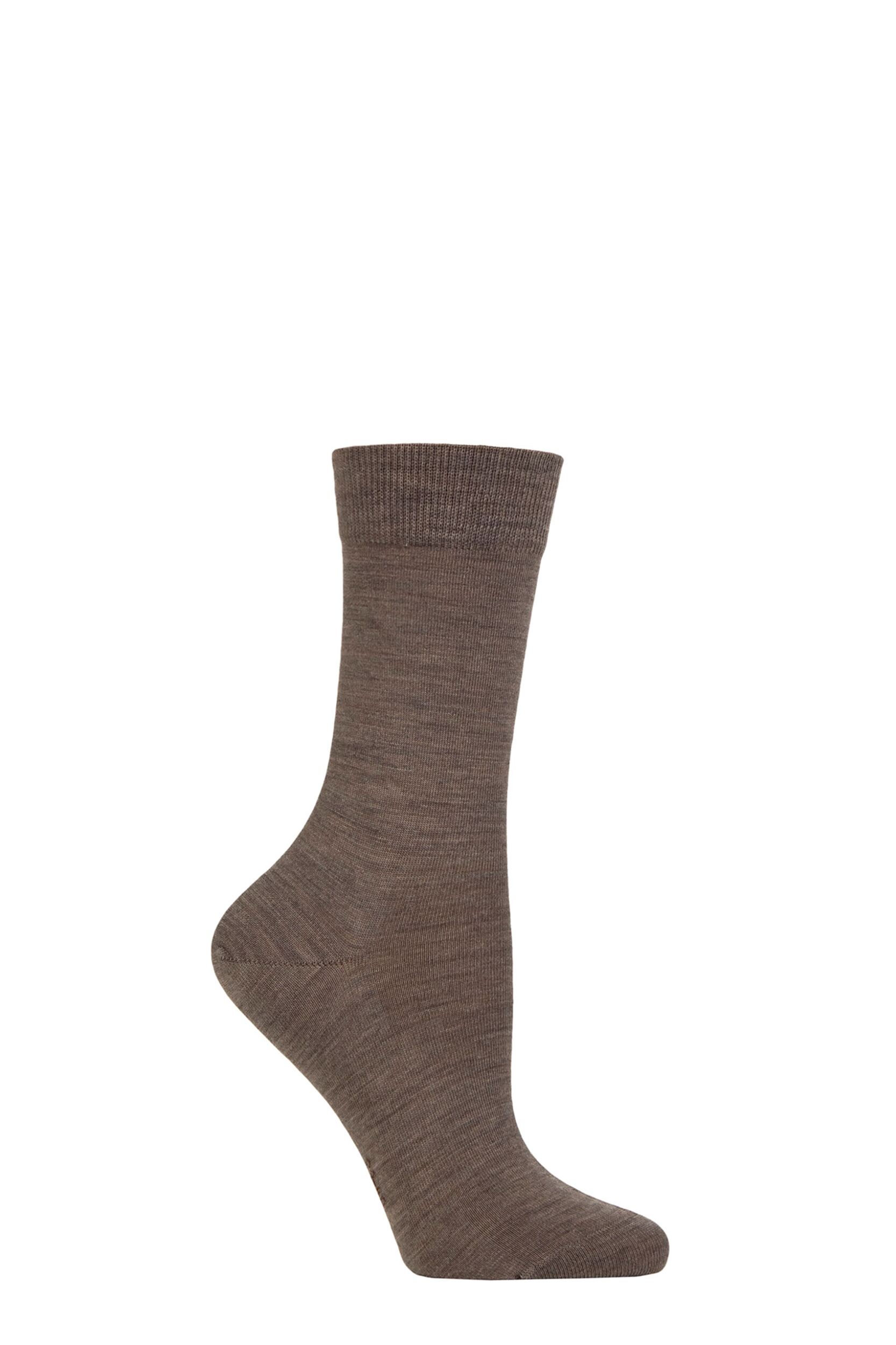 Women's 1 Pair Falke Soft Merino Wool Socks Pebble 4-5 Ladies