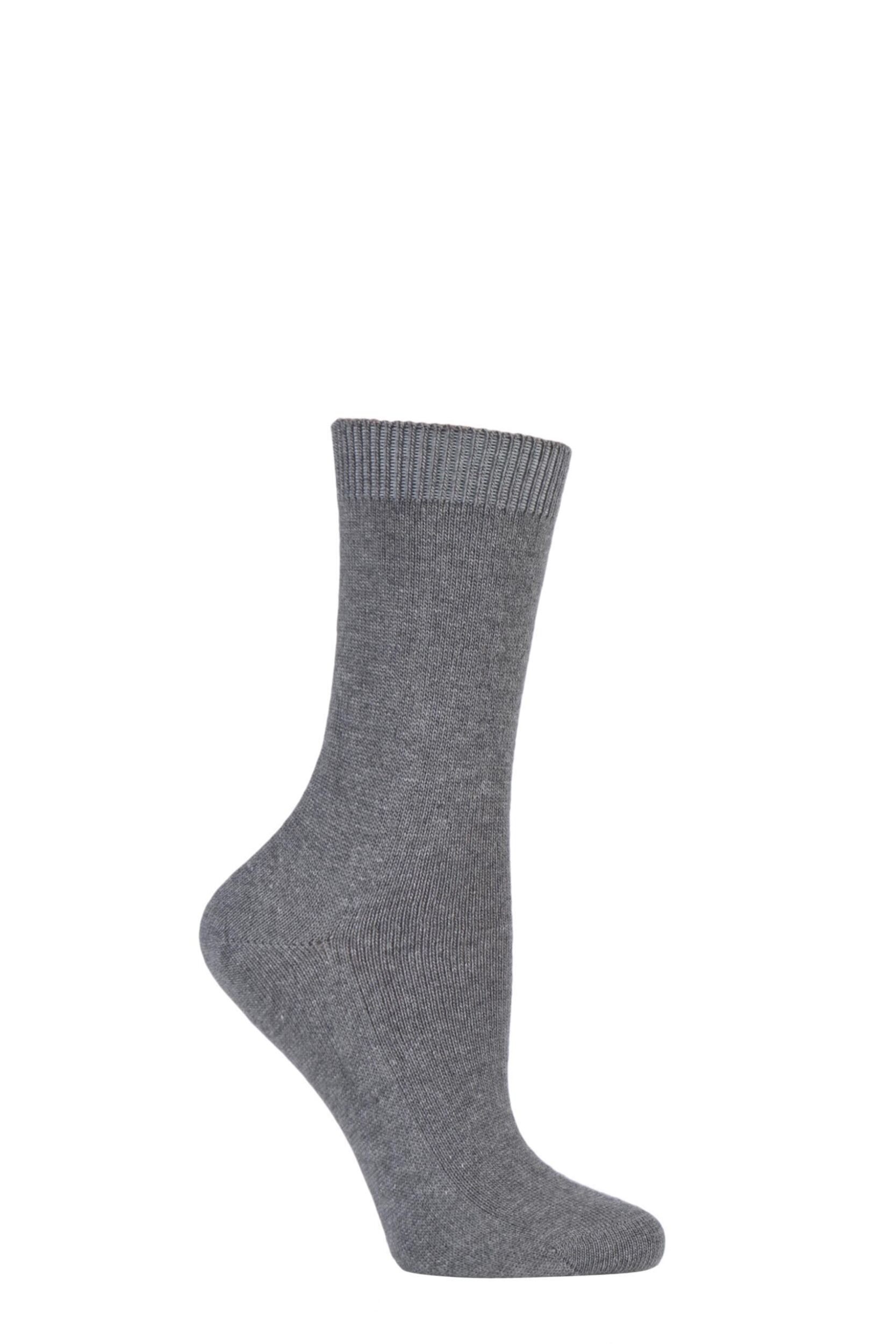 1 Pair Grey Cosy Wool and Cashmere Socks Ladies 2.5-5 Ladies - Falke