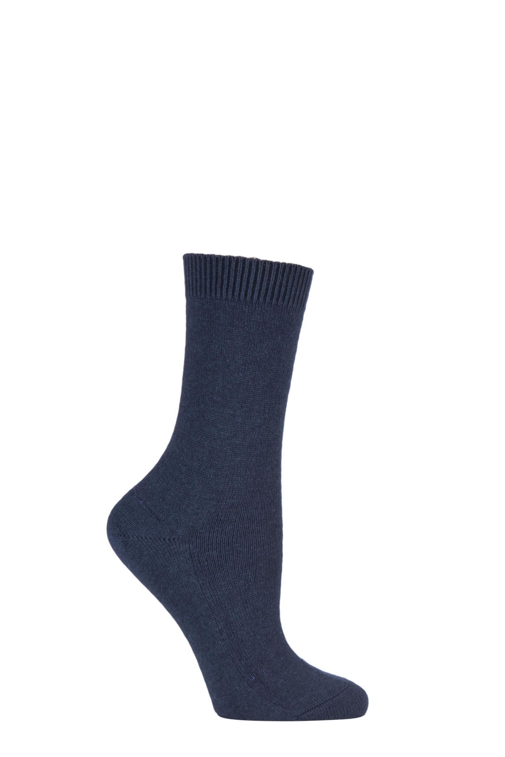 1 Pair Dark Navy Cosy Wool and Cashmere Socks Ladies 5.5-8 Ladies - Falke