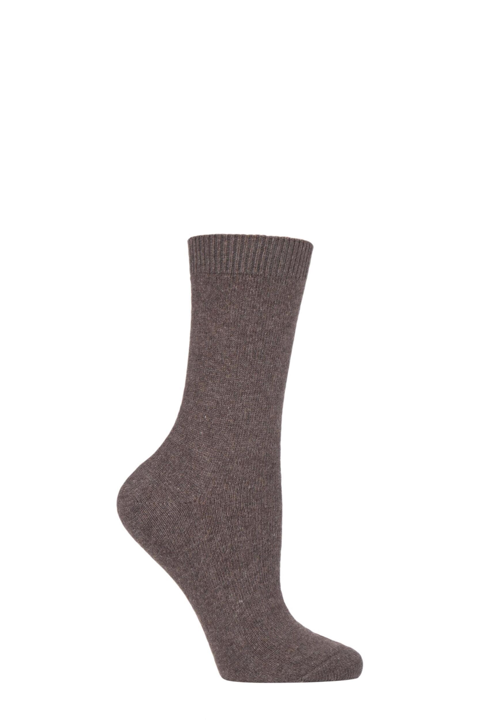 1 Pair Mid Brown Cosy Wool and Cashmere Socks Ladies 5.5-8 Ladies - Falke